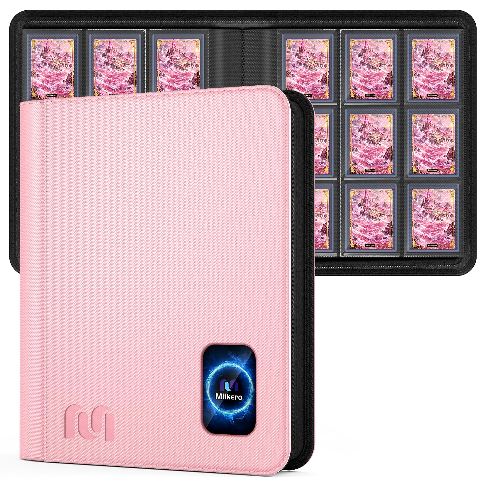 Mlikero 9 Pocket Card Binder, Holds 360 Hard Plastic Card Sleeves, Pink — image 1