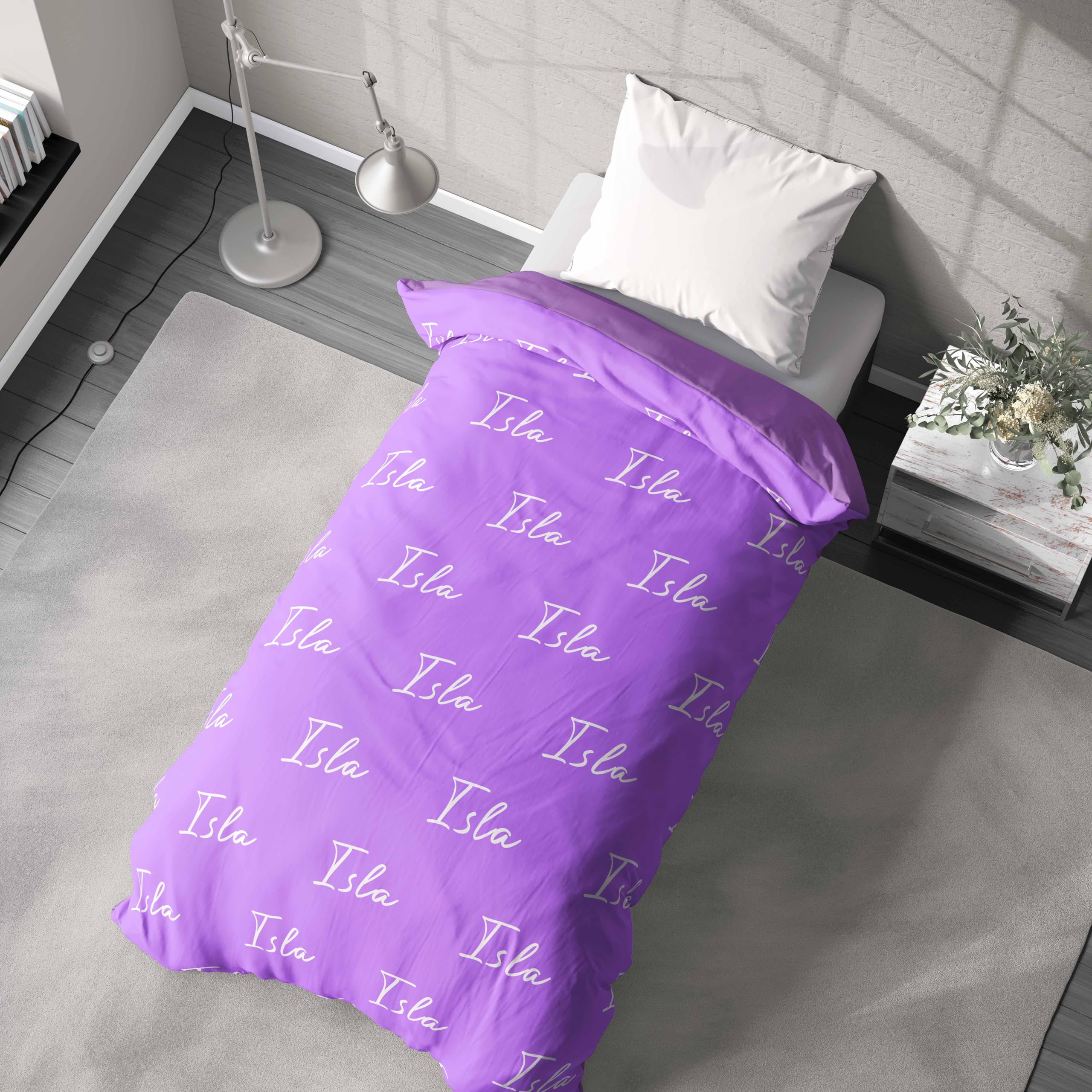 GIFTIMIZED Personalised Custom Name Text Kids Duvet Cover With Pillowcase Option | Single Size Bed | British Made | Hypo Allergenic | Fade Resistant | Wrinkle Resistant