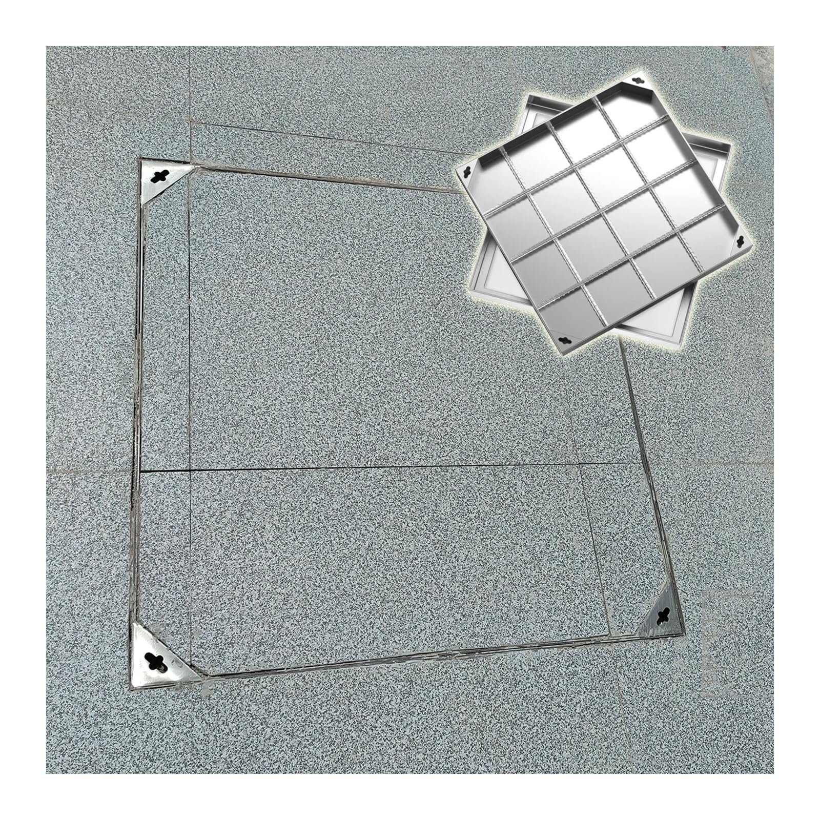 GBRSXYIP Invisible Manhole Cover & Sewage Basin Lid - Luxury Hidden Skimmer & Septic Tank Covers Strong Load-Bearing (8cm 90x90cm/35.4x35.4in) - Decorative &