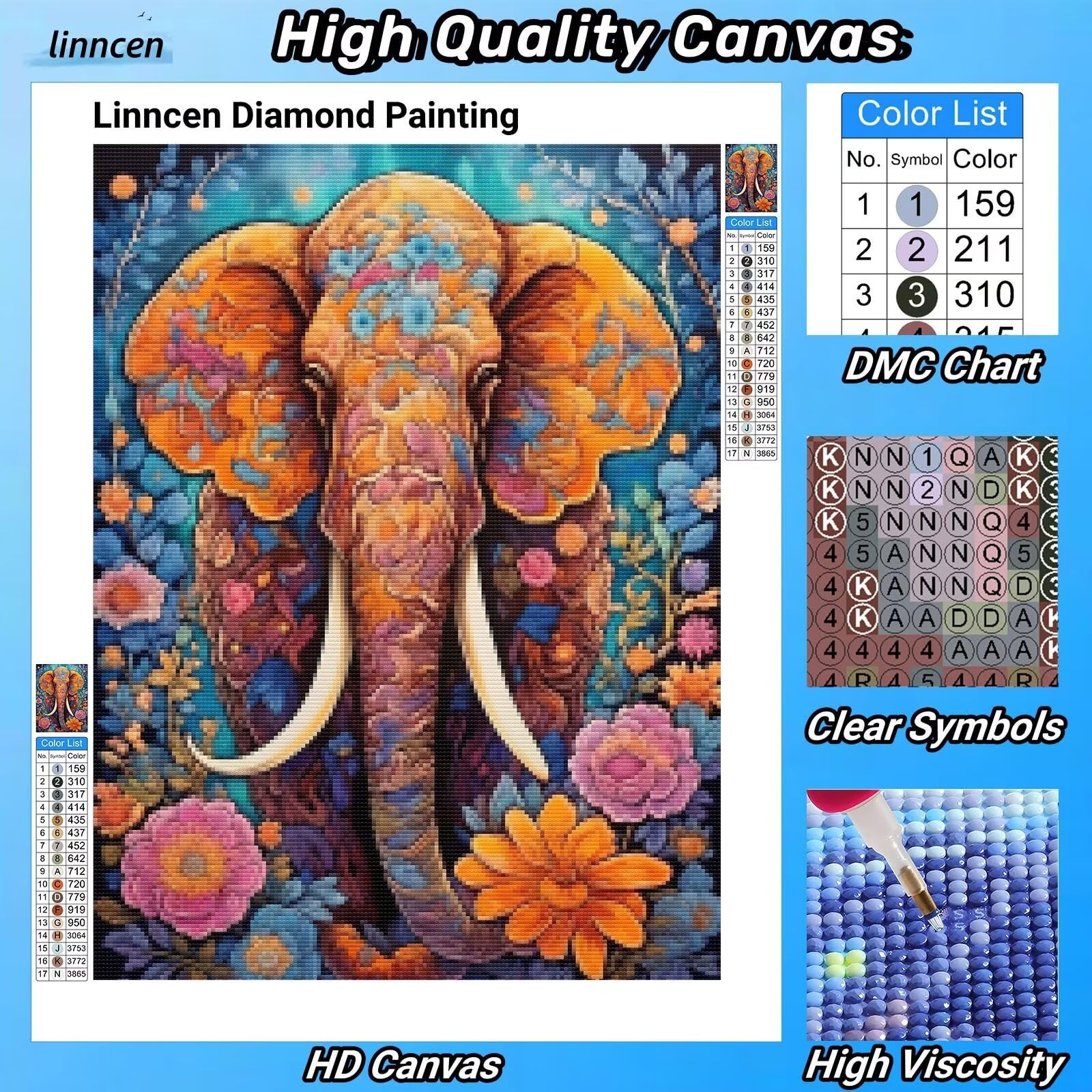 Diamond Painting 5D Fai Da Te - Mammut Lanoso Preistorico - Kit Completo 30,5x40,6 Cm Con Tela, Perline E Strumenti - Decorazione Parete