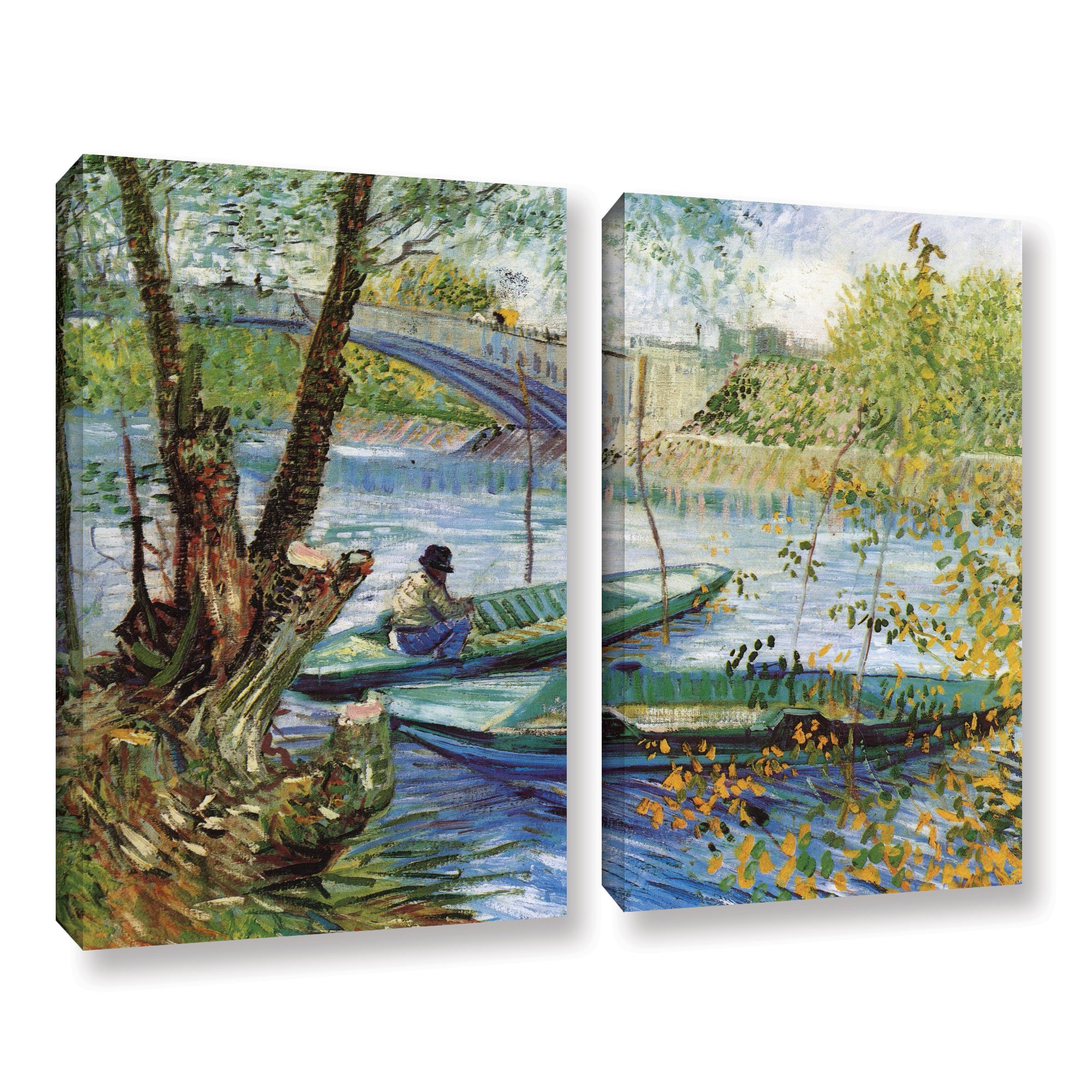 Artwall 2 Piece Vincent Vangogh's Fishing in Spring The Pont De Clichy (Asnieres) Gallery Wrapped Canvas Artwork, 24" x 32"