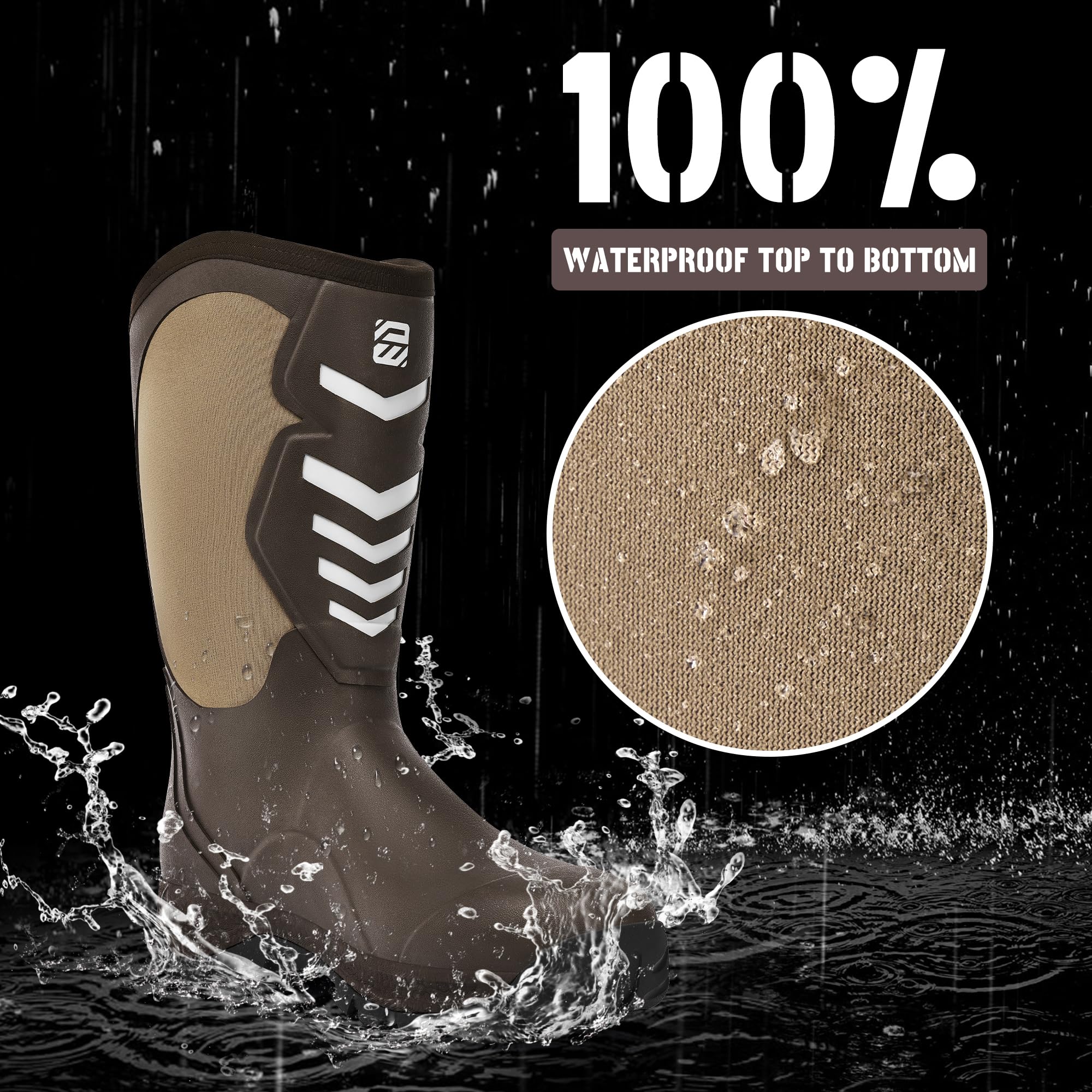 WOVENPAK Rubber Boots for Men, Mens Boots Waterproof Insulated Hunting Boots with Steel Shank, Neoprene Rubber Work Mud Boots Outdoor All Season, Size 11