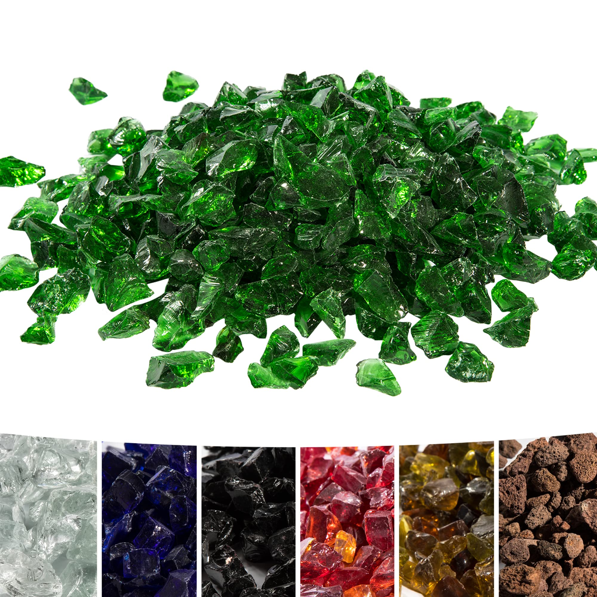 Teamson Home 4 Kg Lava Rocks for Gas Fire Pit, Tempered Fire Glass, Safe for Outdoor Garden Gas Fire Pits, Green