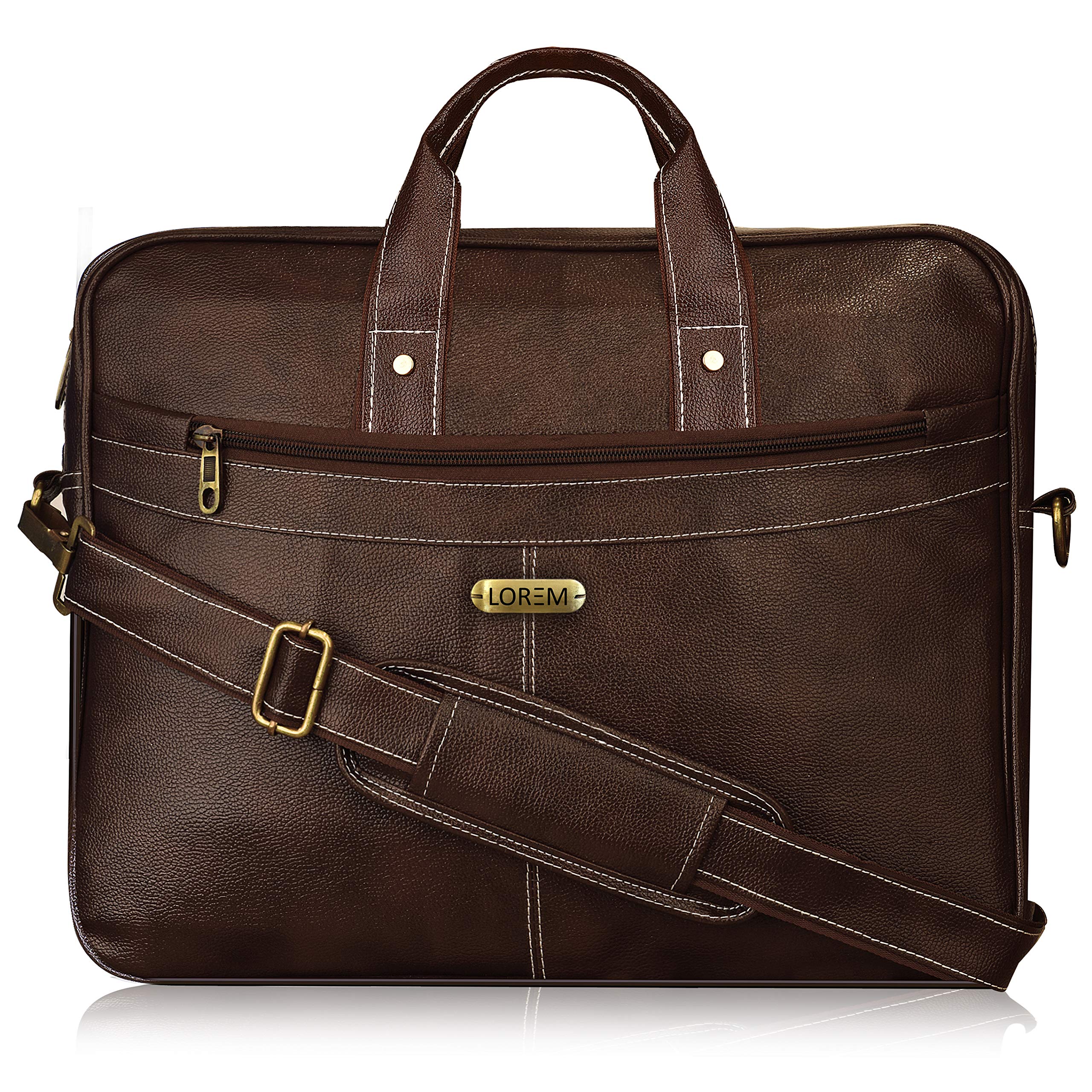 LOREM Unisex Dark Brown Textured Artificial Leather Laptop Bag BG16 (B09KM3S42G) Amazon Price History, Amazon Price Tracker