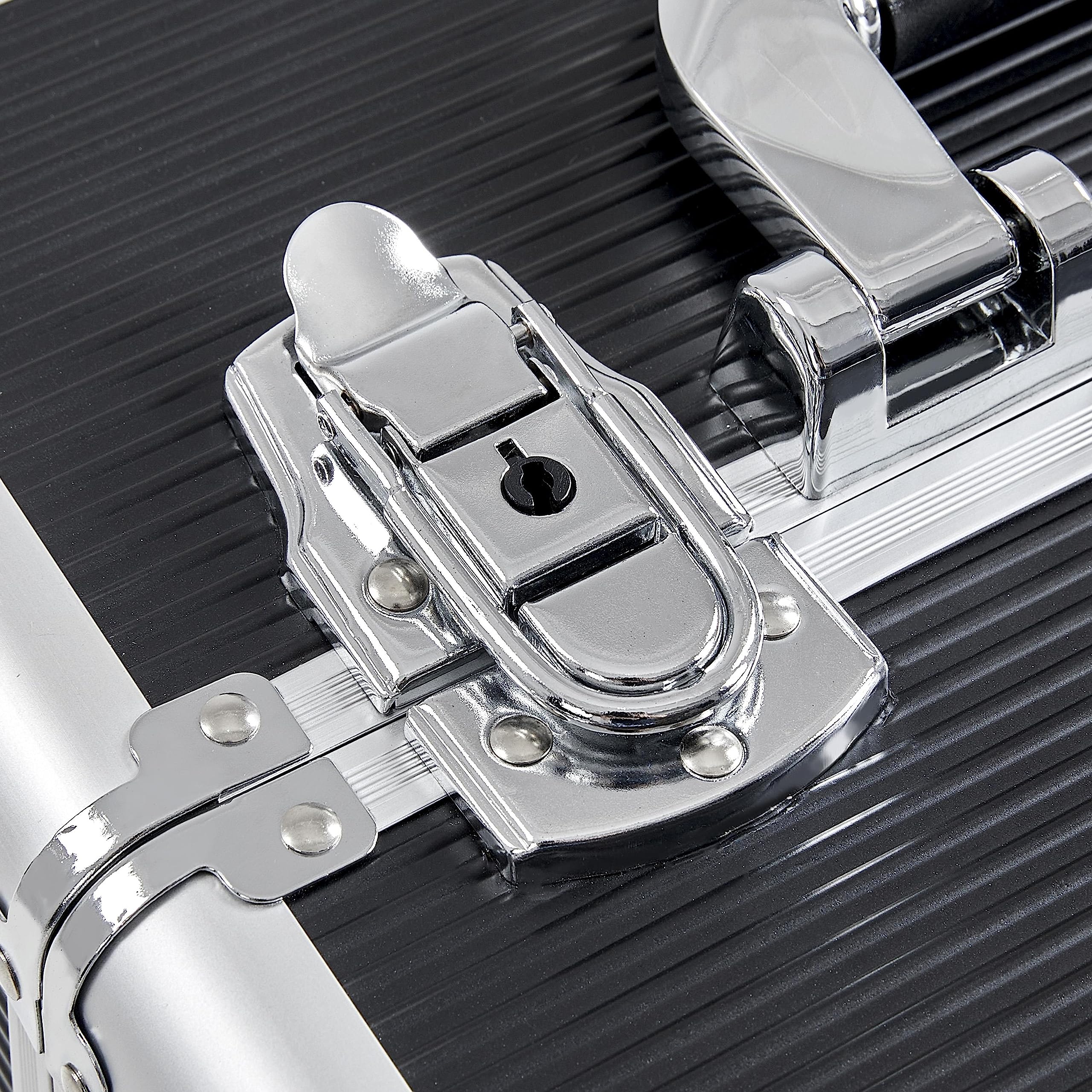 Abician Valise de Maquillage 5 en 1 Mallette Cosmétique Grand avec Couvercle Valise Manucure Esthétique Alliage d'aluminium Valise de Beauté Professionnelle pour Voyage, Coiffeuse Noir