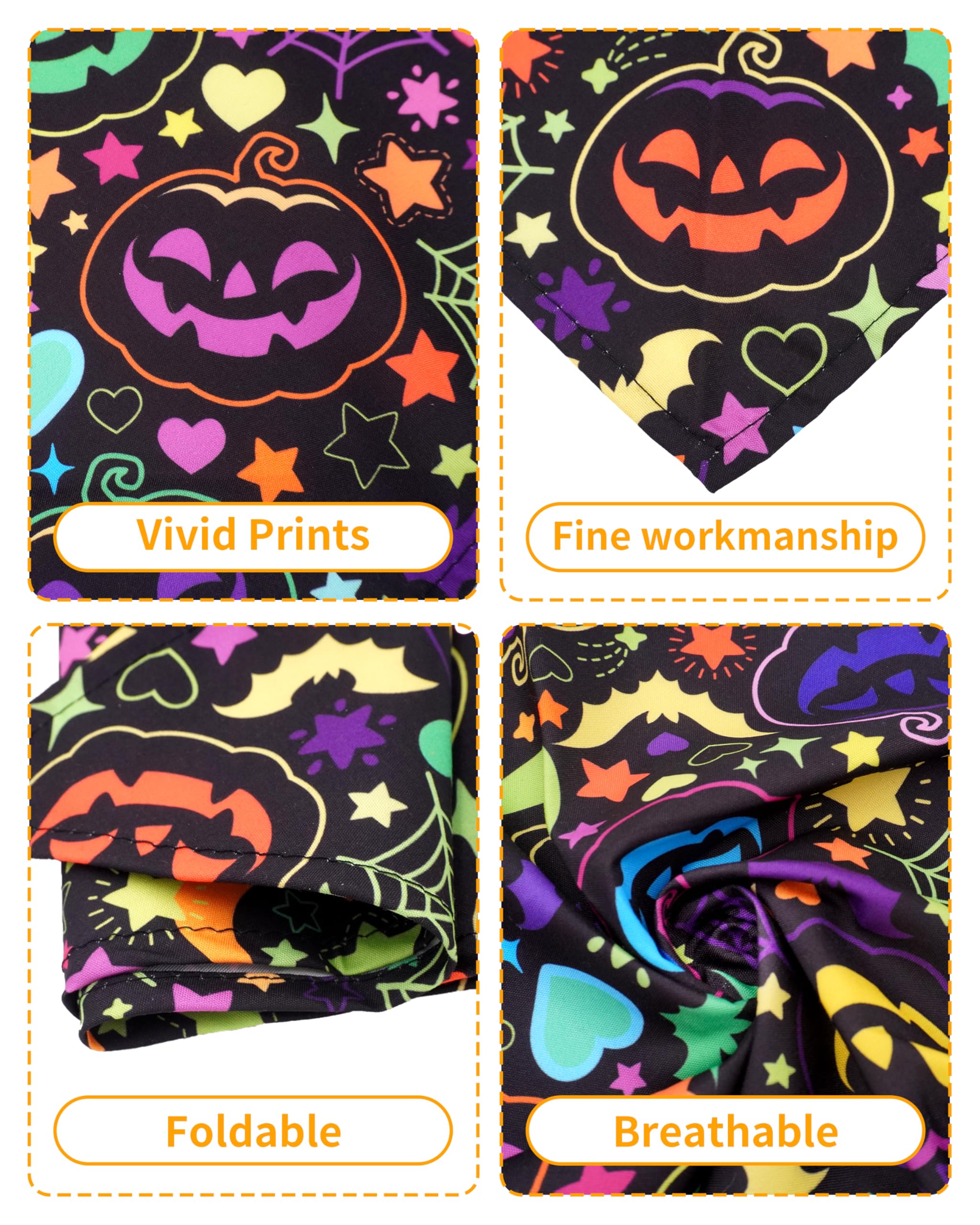 BIPY 4PCS Medium Halloween Dog Bandanas with Classic Pumpkin Bat Pattern - Image 3