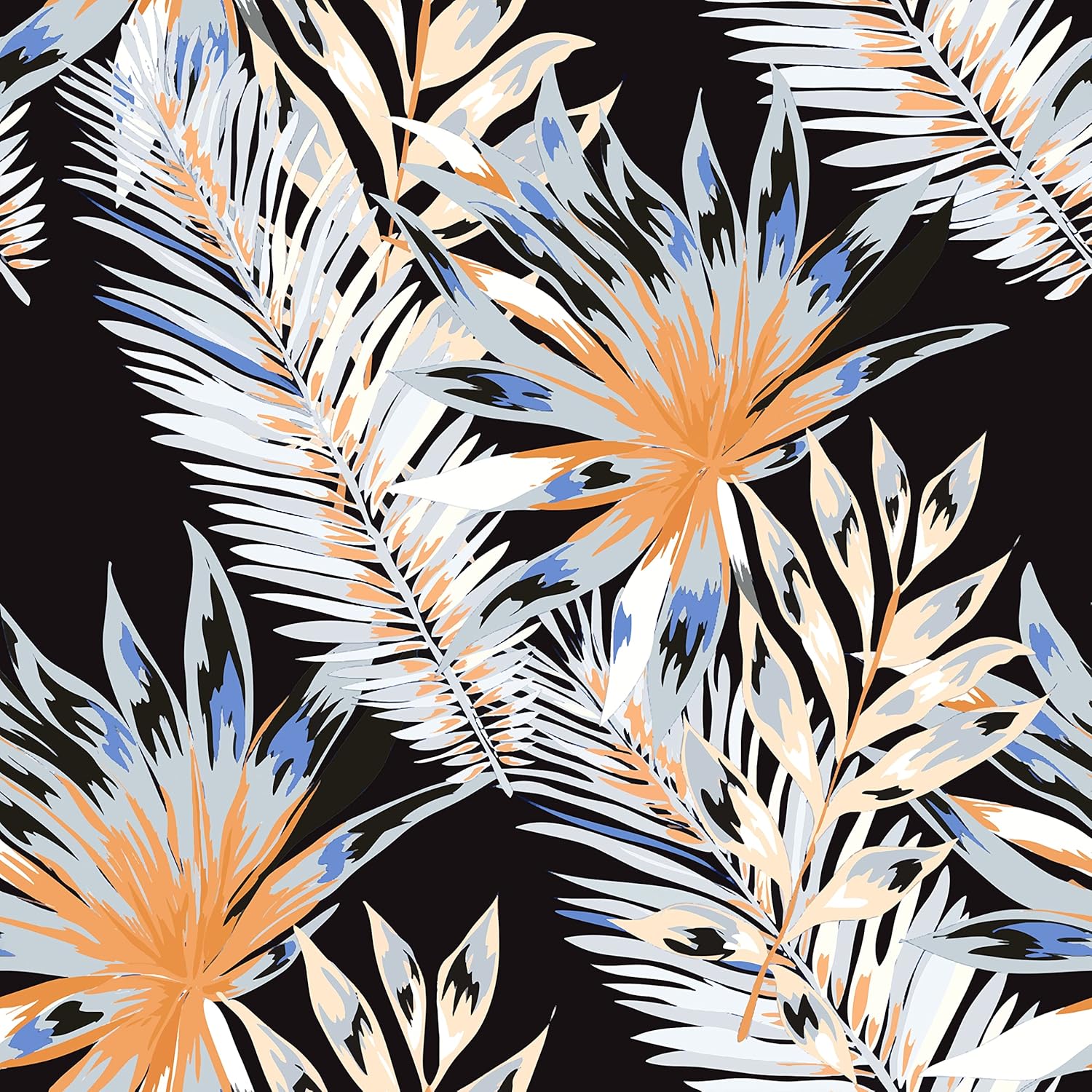 Wallercity Tropical Leaf Wallpaper Blue Leaves Wallpapers for Bathroom