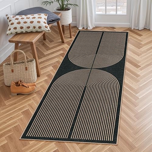 Lahome Alfombra moderna de yute para pasillo, 2 x 6 pulgadas, fácil de yute, para entrada, cocina, granja, interior y exterior, alfombra de pasillo