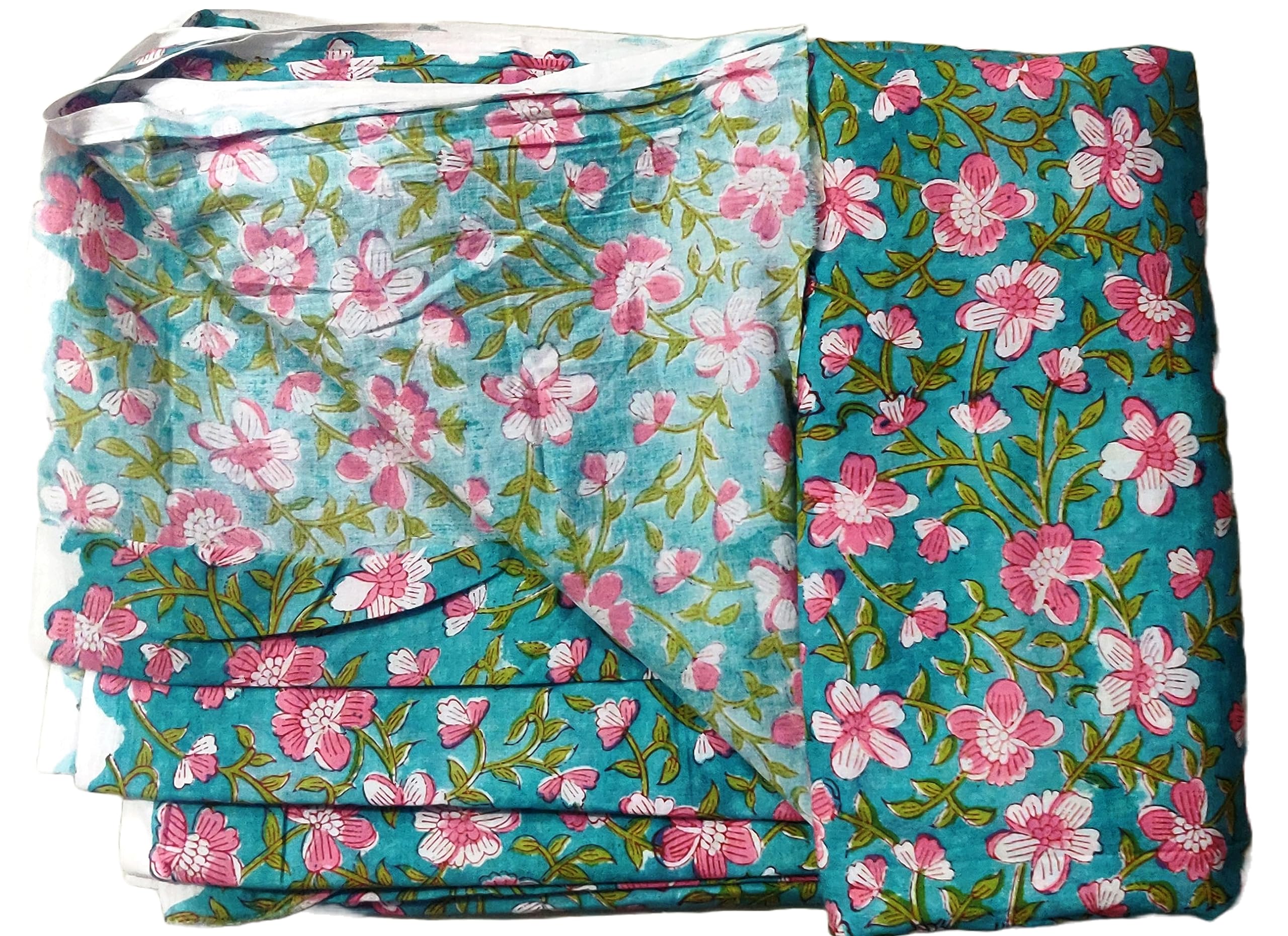 Traditional Jaipur Tkanina bawełniana z nadrukiem kwiatowym, indyjska tkanina z nadrukiem na letnią sukienkę, kurti, szalik, sofę, poszewka na poduszkę. (20 jardów)