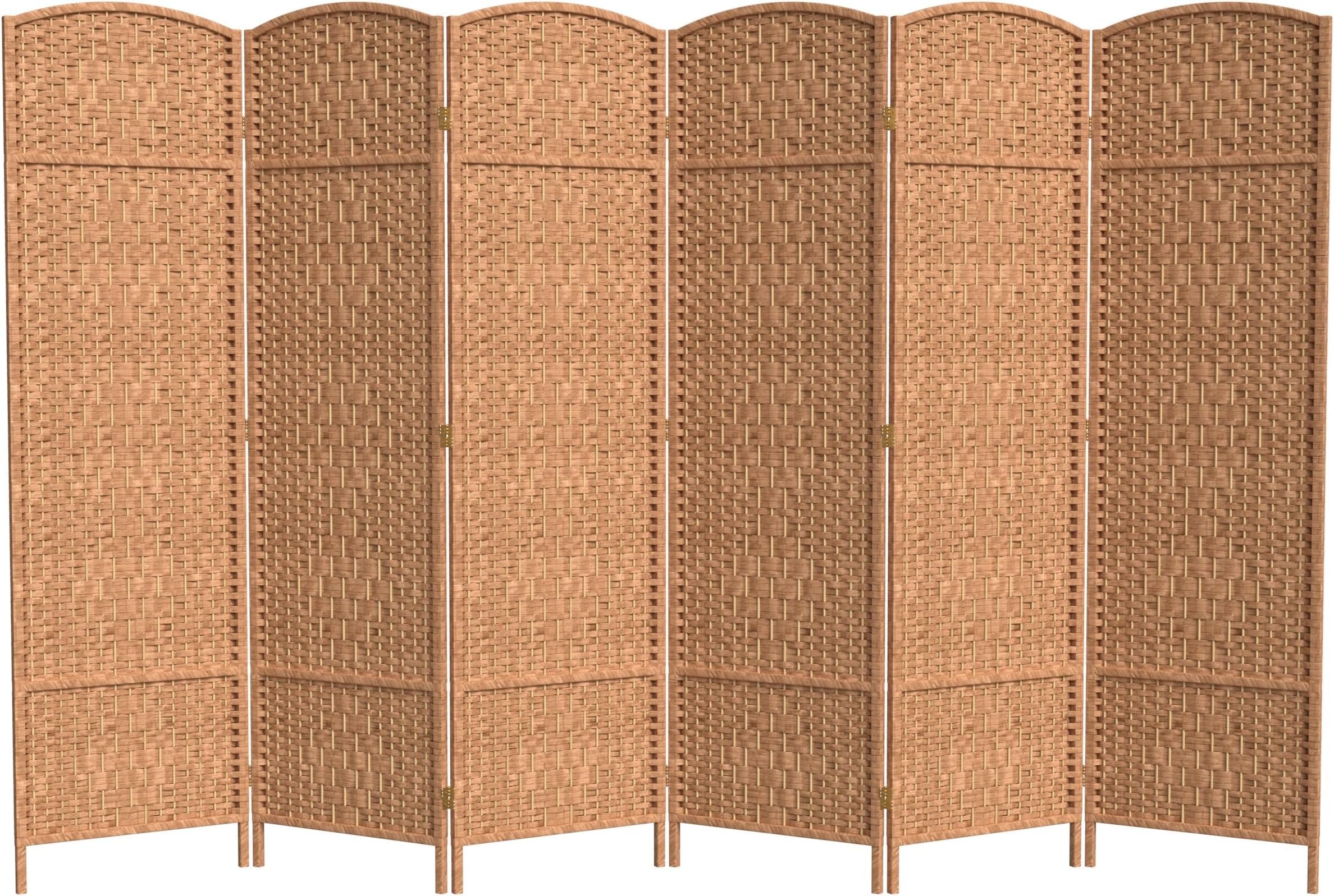 Red Lantern 6 ft. Tall Diamond Weave Fiber Room Divider - Natural - 6 Panel