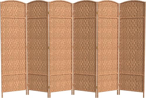 Miniatura 29 de Divisor de ambiente resistente de 6 pies, pantalla de privacidad plegable de fibra de ratán con patrón de diamante, Madera, Mocha oscuro Mocha