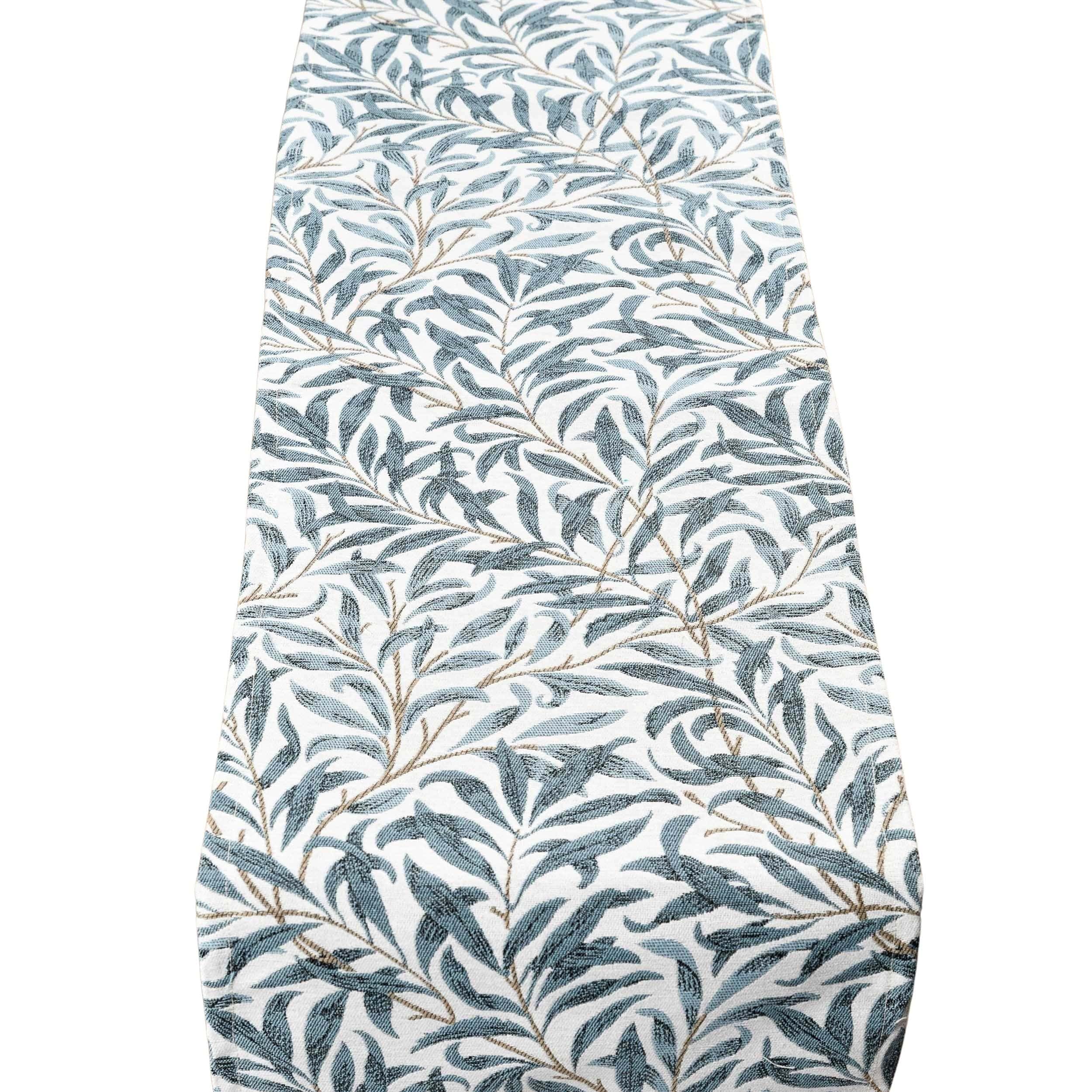 Willow Branch Tapestry Table Runner in Duck Egg Blue. Classic William Morris Style. Dinner Party Table Decoration. Available in Two Sizes (30cm x 180cm)