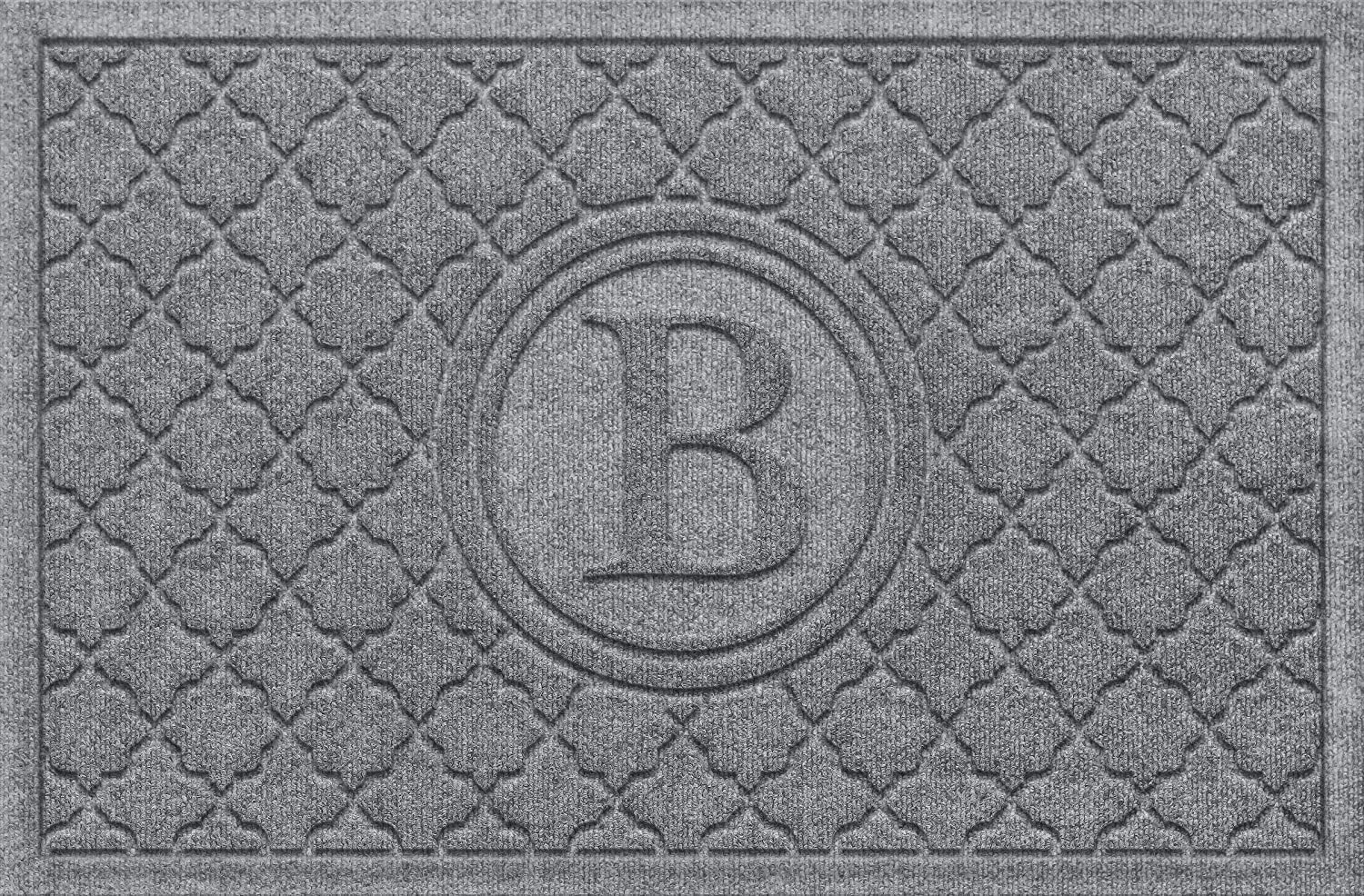 Bungalow Flooring Monogrammed Waterhog Door Mat, 2' x 3', Made in USA, Customizable, Skid Resistant, Indoor/Outdoor, Water-Trapping, Cordova