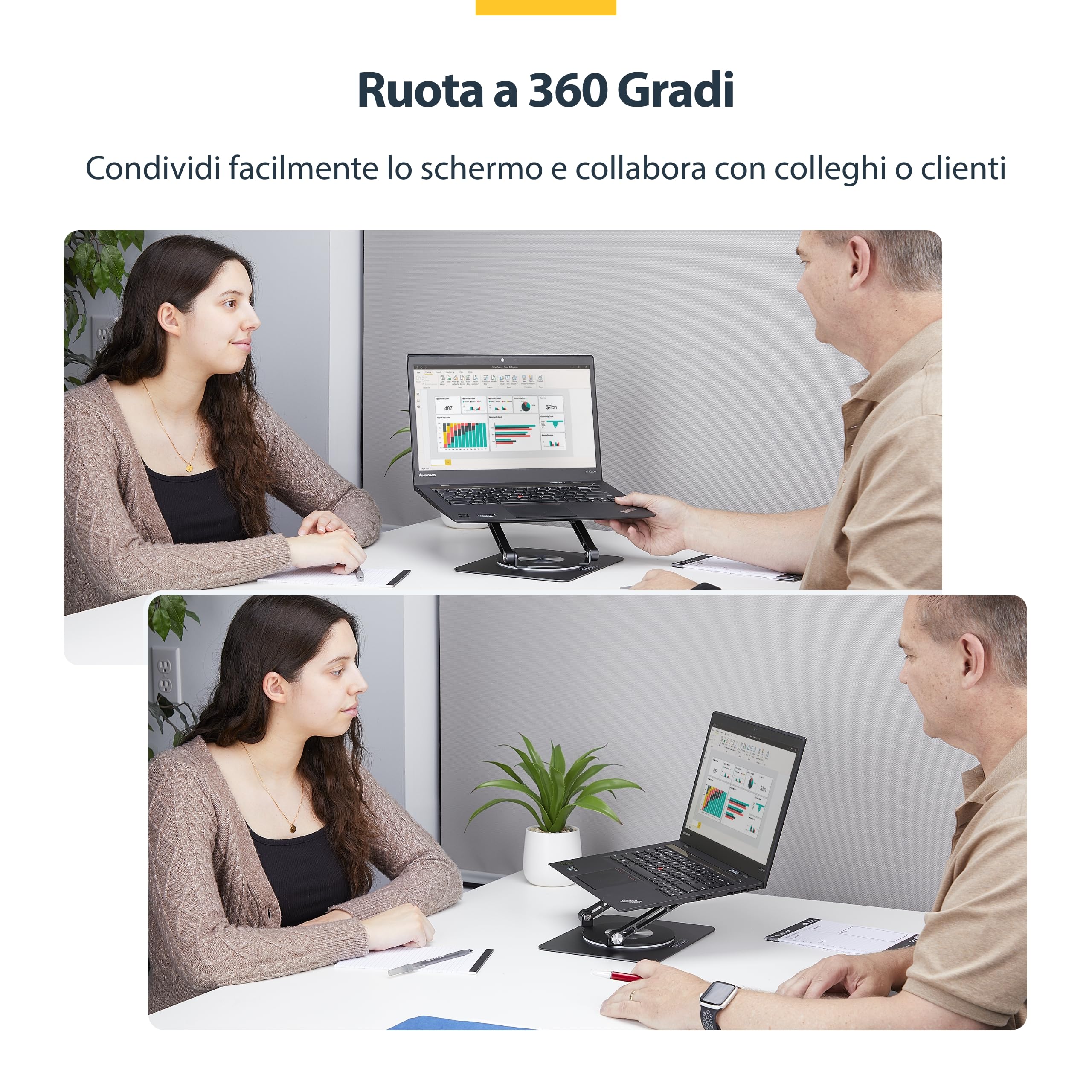 StarTech Supporto Rotante per PC Portatile, Alluminio, Girevole 360°, 5kg | Adatto alla postazione di lavoro