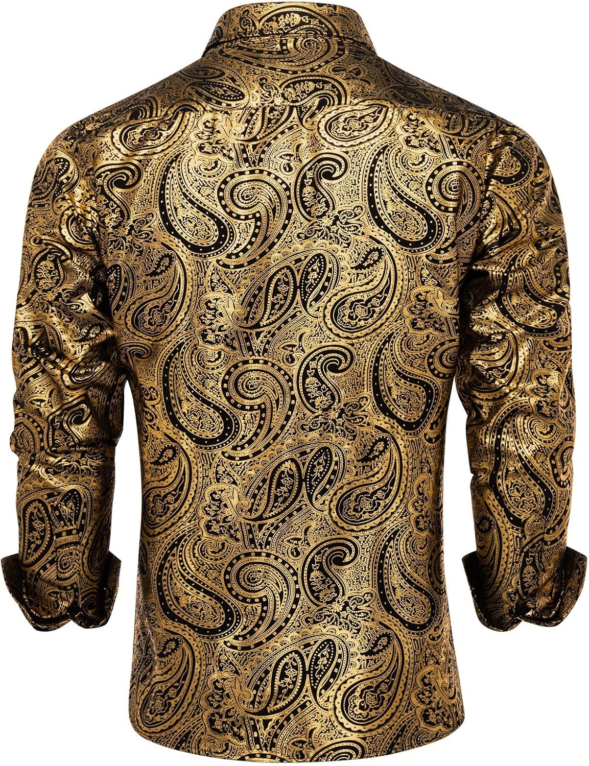DiBanGu Mens Paisley Dress Shirt Luxury Printed Long Sleeve Button Down Shirts Regular Fit Shiny Shirts for Wedding Prom - Image 6