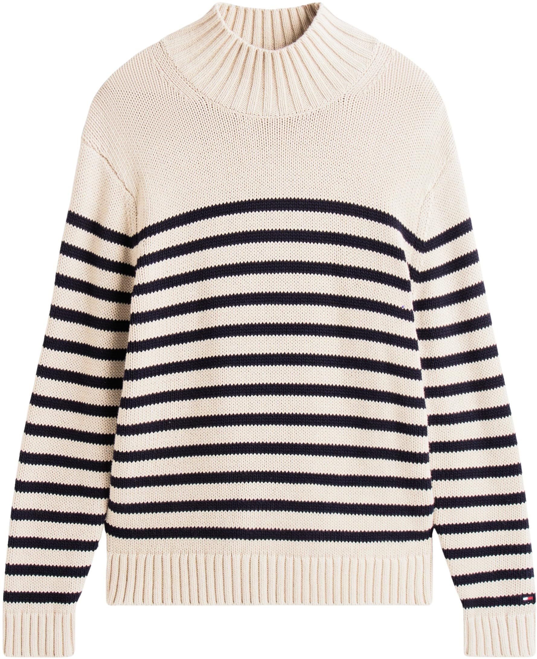Tommy Hilfiger Breton Cotton Stripe Mock Neck Mw0mw41320 Suéter pulóver Hombre (Pack de 1)