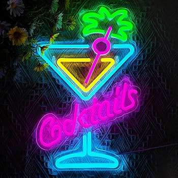 Cocktails Neon Sign Cocktail Glass LED Neon Signs Art Wall