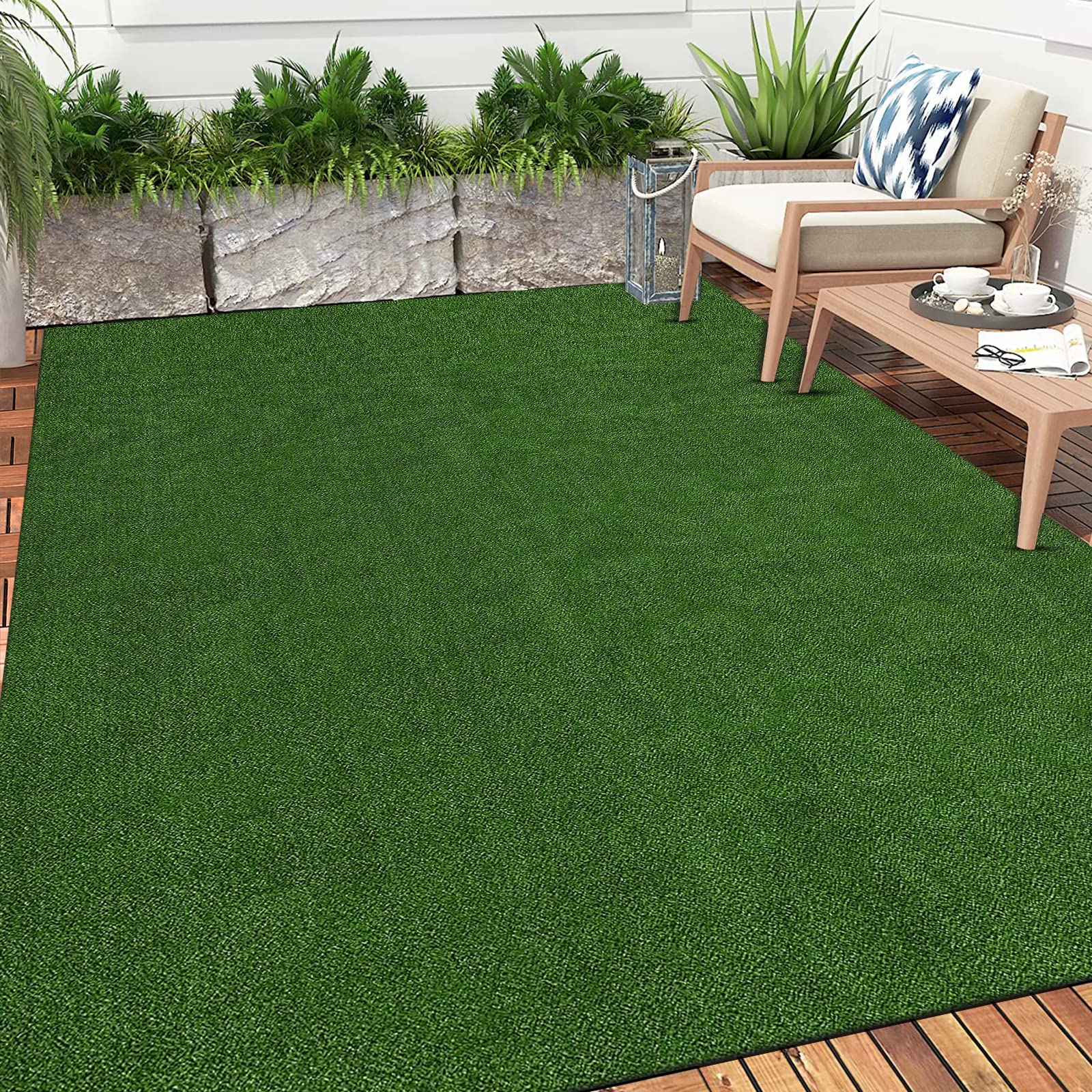 Bsmathom Artificial Grass Rug Indoor Outdoor Rug, Synthetic Artificial
