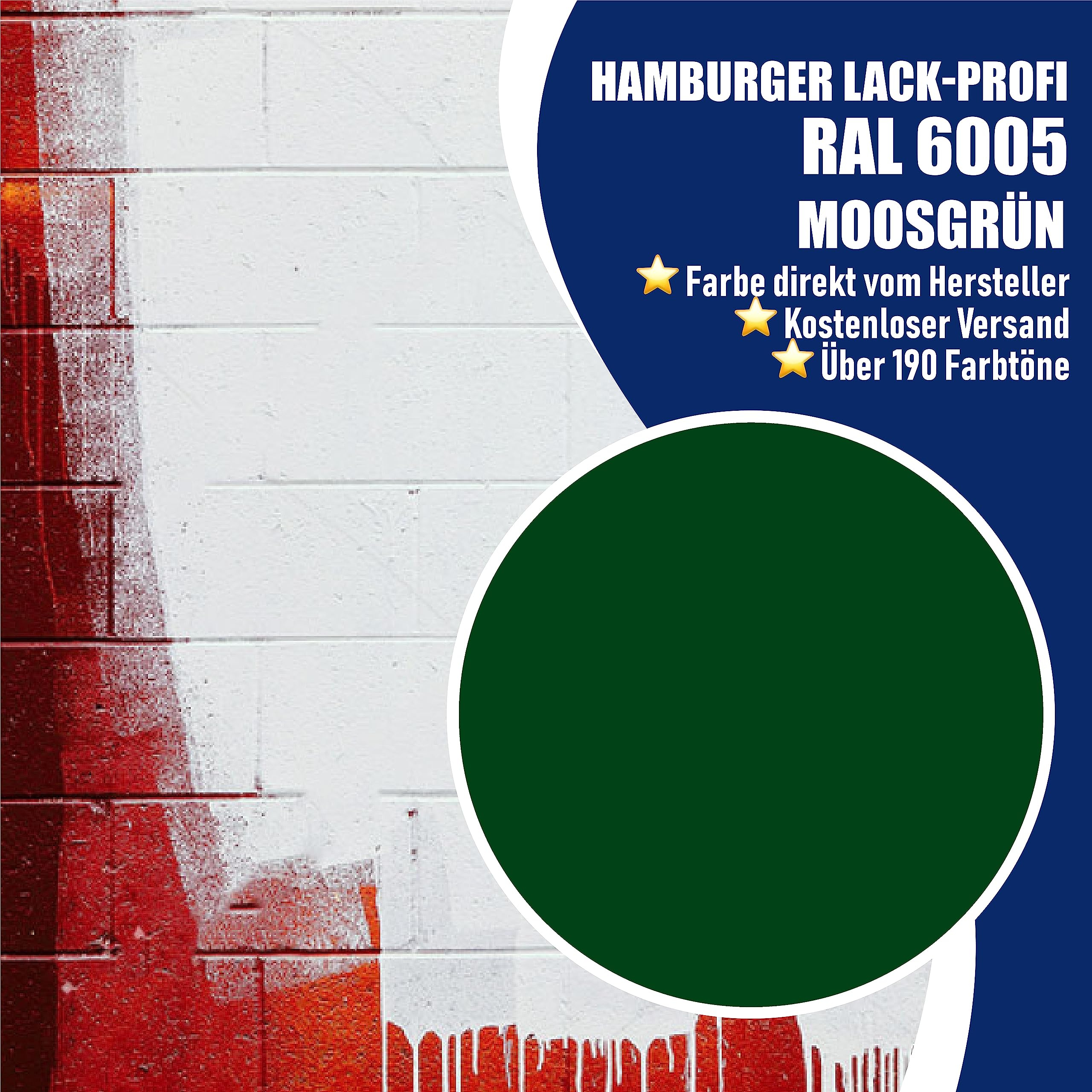 Hamburger Lack-Profi Betonfarbe SEIDENMATT Moosgrün RAL 6005 Grün Bodenfarbe Bodenbeschichtung Betonbeschichtung Fassadenfarbe (1 L)