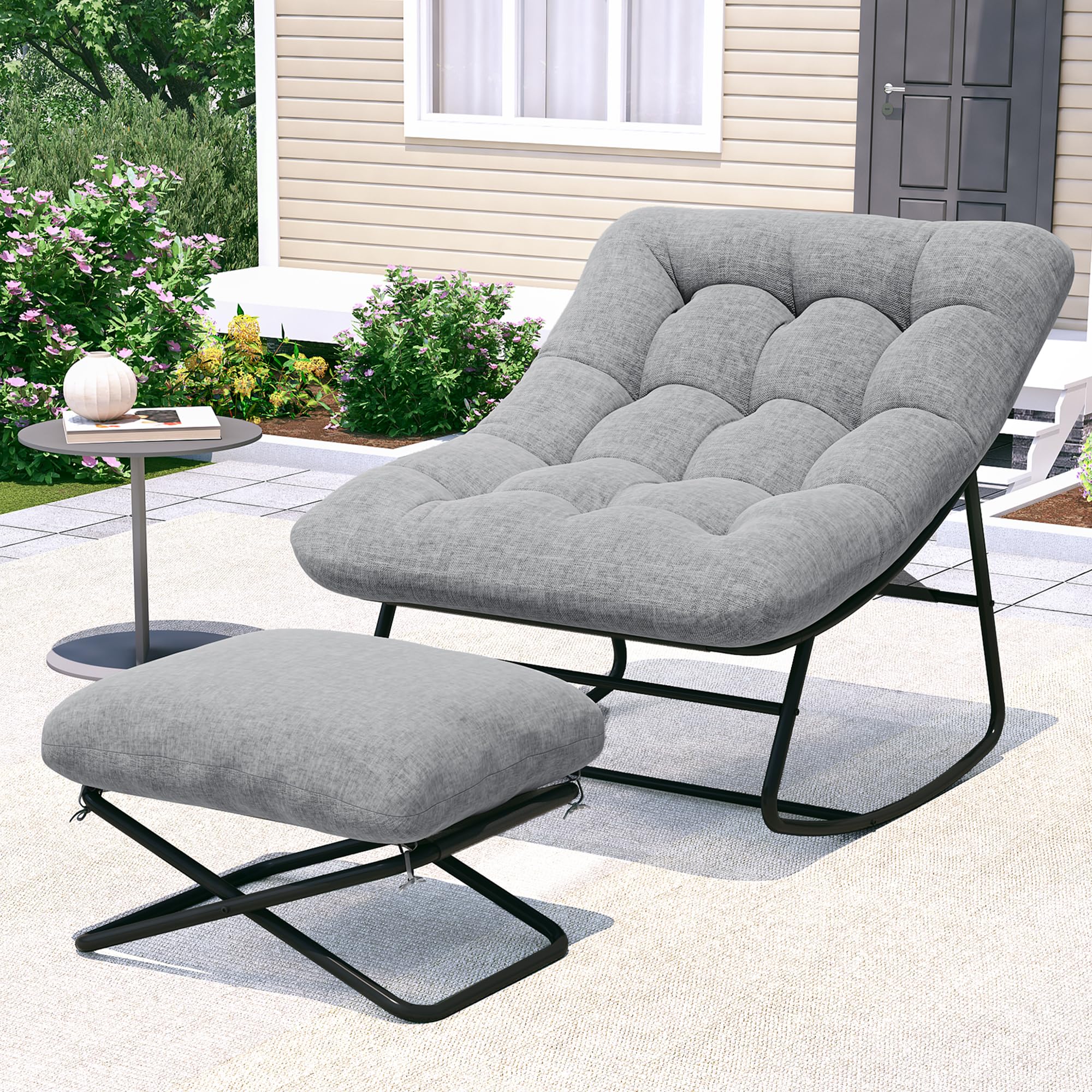 Chaise à bascule grand format extérieur et intérieur avec fauteuil relax de balcon confortable
