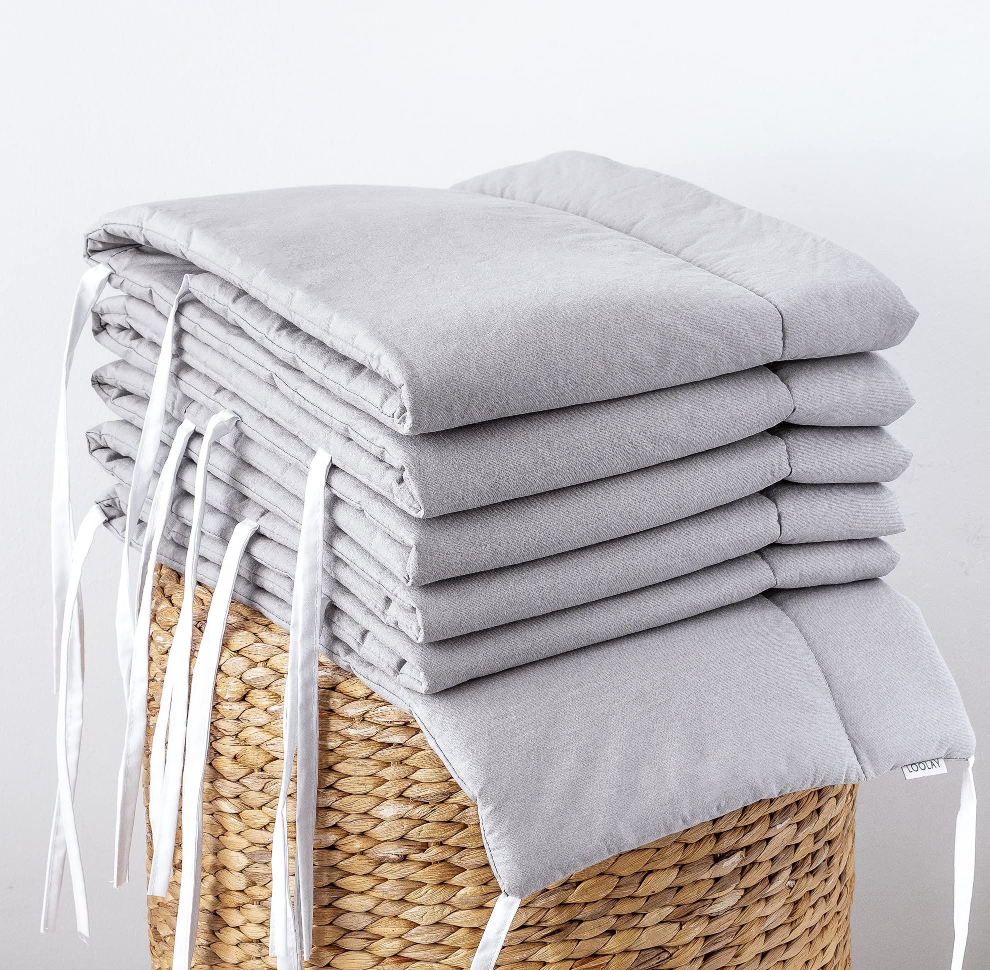 LOOLAY GRAU Mittelgrau 420, 360, 210, 180 x 30 cm für 140 x 70 oder 120 x 60 cm Baumwolle Netzstoff Handmade - PASST NUR ZU DEN ANGEGEBENEN GRÖSSEN ! (180 cm)