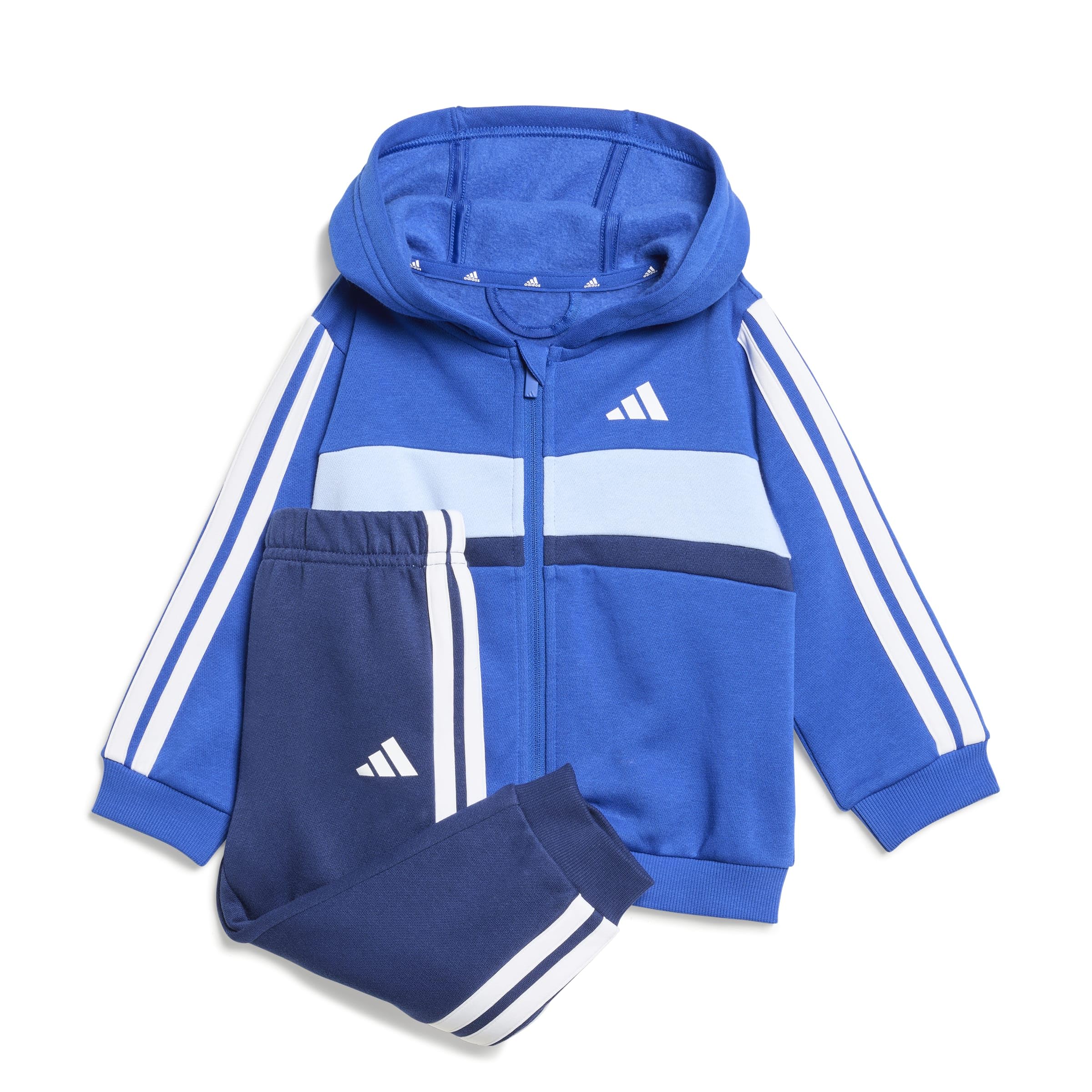 adidas Unisex Baby Essentials Tiberio 3 Stripes Fleece Trackuit Track Suit, team royal blue/glow blue/dark blue/white, 3-6 Months