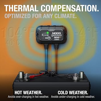 NOCO GEN5X1 12V 5A 1-Bank OnBoard Marine Battery Charger & Maintainer | Charges 1 Battery at Once, IP68 Waterproof, Overcharge Protection, Temperature Compensation, For Lead-Acid & Lithium