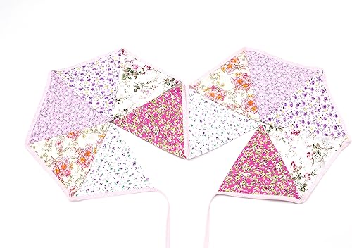 Miniatura 7 de LOVENJOY Banderín floral rosa 100% algodón para niñas Shabby Chic boda cumpleaños decoración