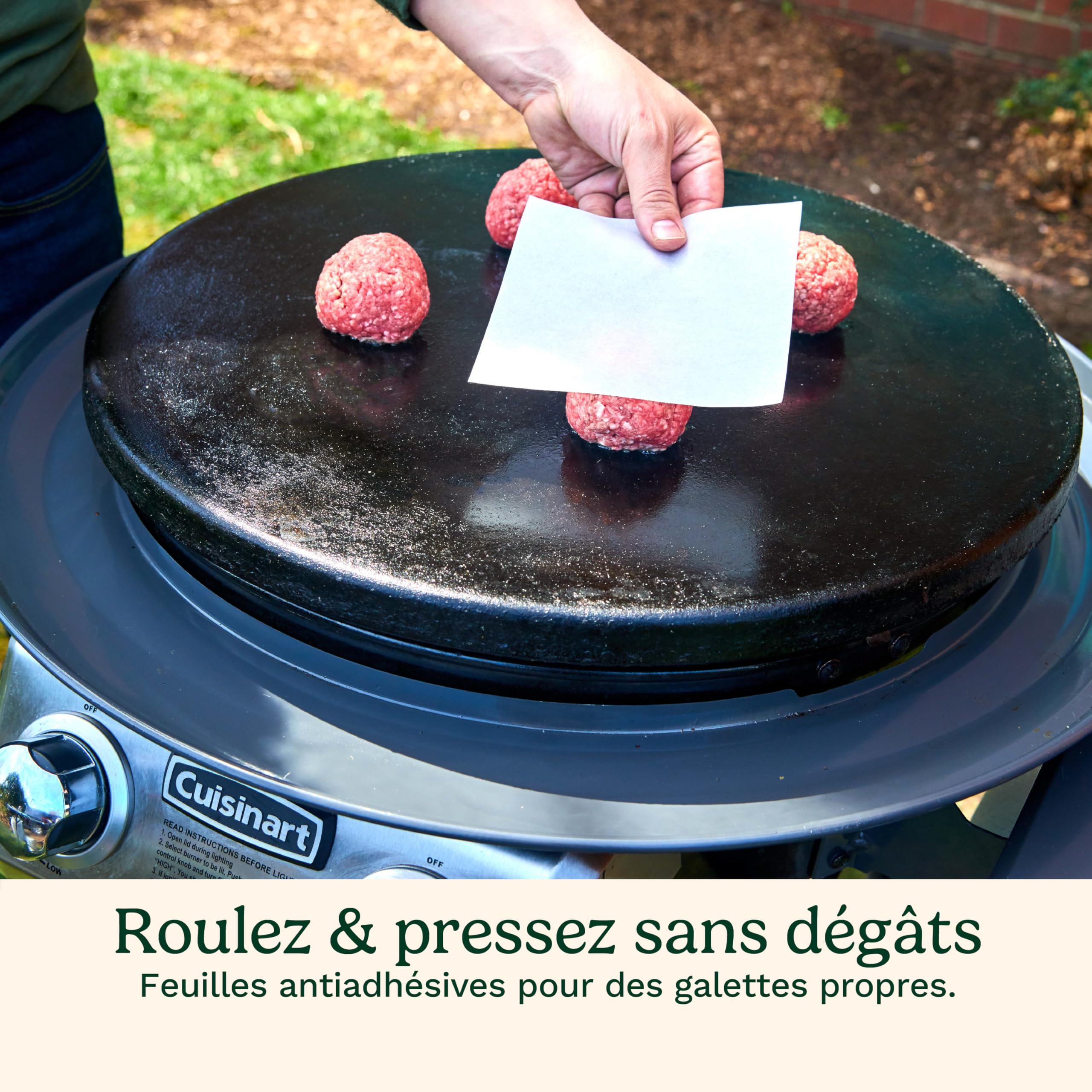 Cuisinart kit Presse à Burger Fonte 17 cm. Presse Smash Burgers avec spatule et Feuilles antiadhésives. Lourde pour Bords croustillants. BBQ, plancha, poêle, Indoor/Outdoor.