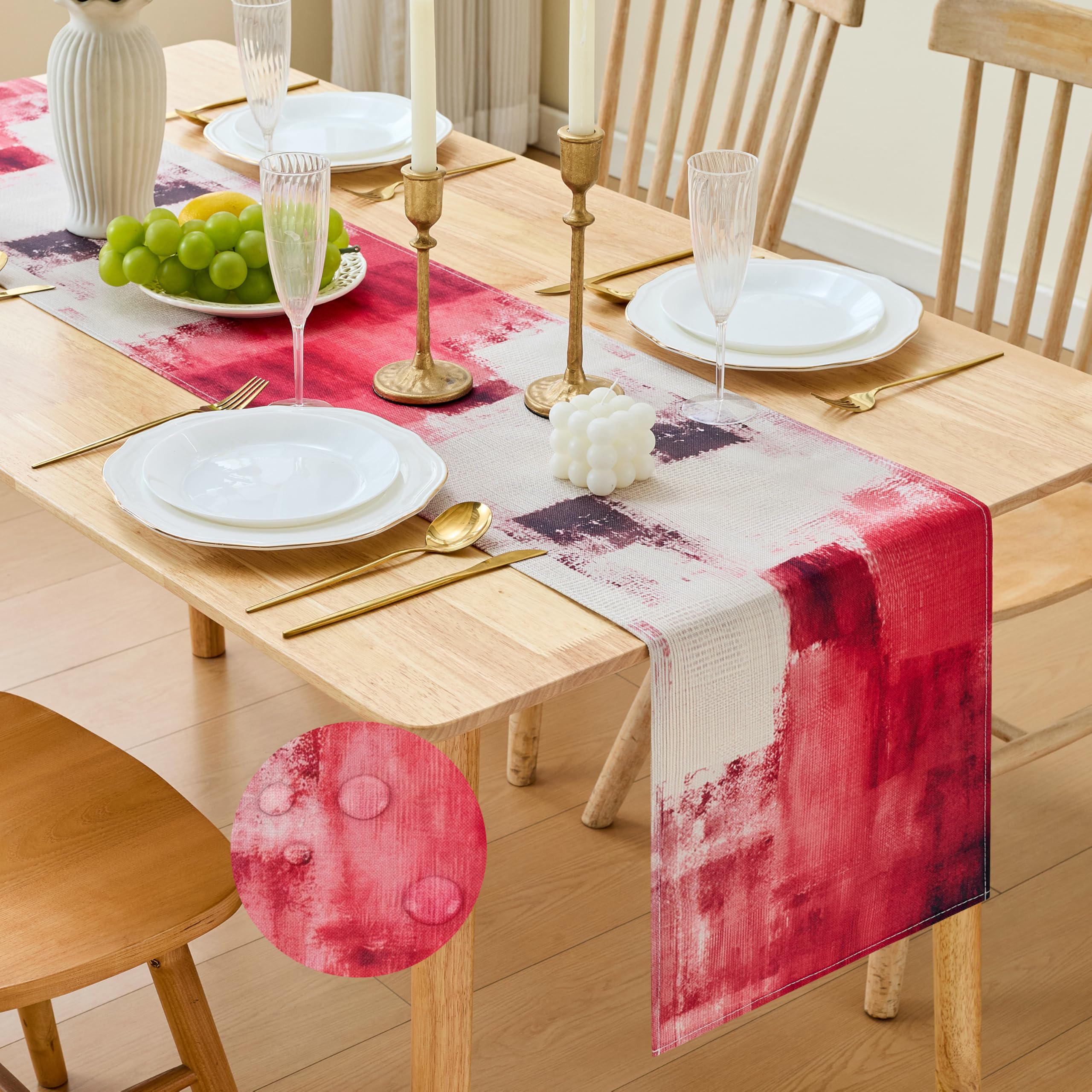 MAIBAOTA Red Waterproof Modern Table Runner