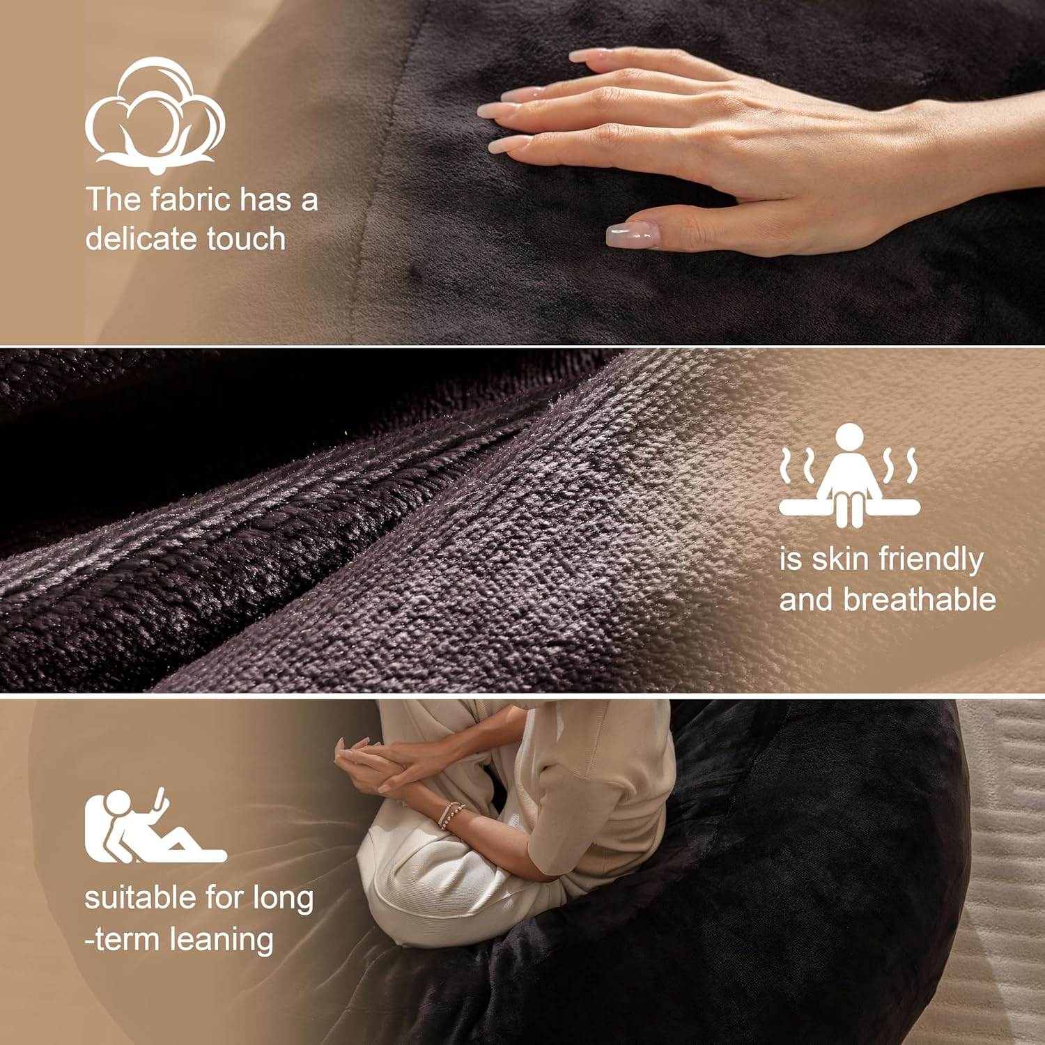Bean Bag Chair for Adults, Floor Bean Bags Offers Ample Space for Adults,Memory Foam Giant Bean Bags,Lounger Versatile Design Suits Any Room,Movie Nights,Reading(Black,6FT)