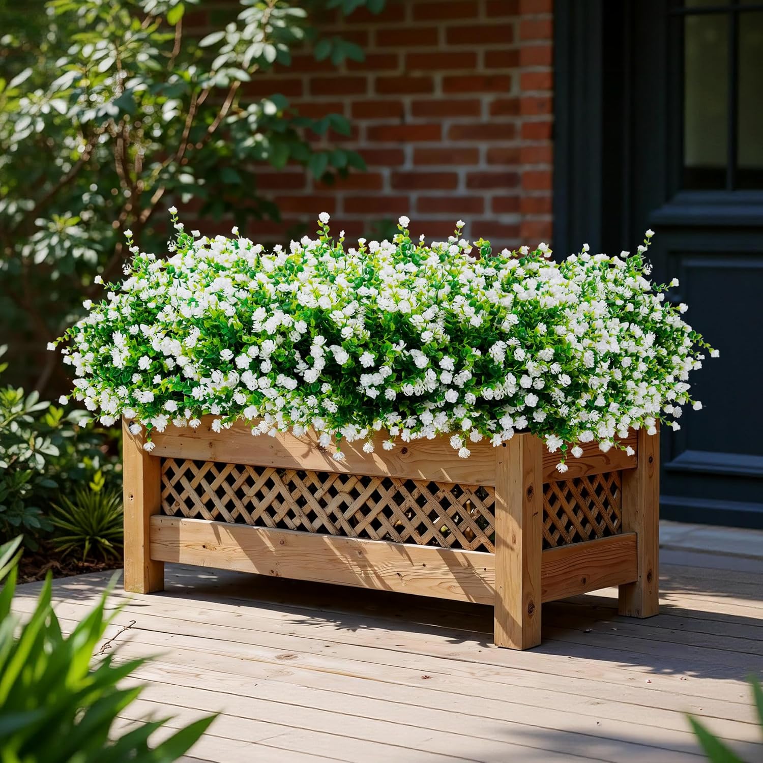Artificial Flowers for Outdoors(24pac),Fake Plants,Fake Flowers,Artificial Plants & Flowers,Faux Flowers for for Front Porch Decor,uv Resistant Artificial Flowers（White）
