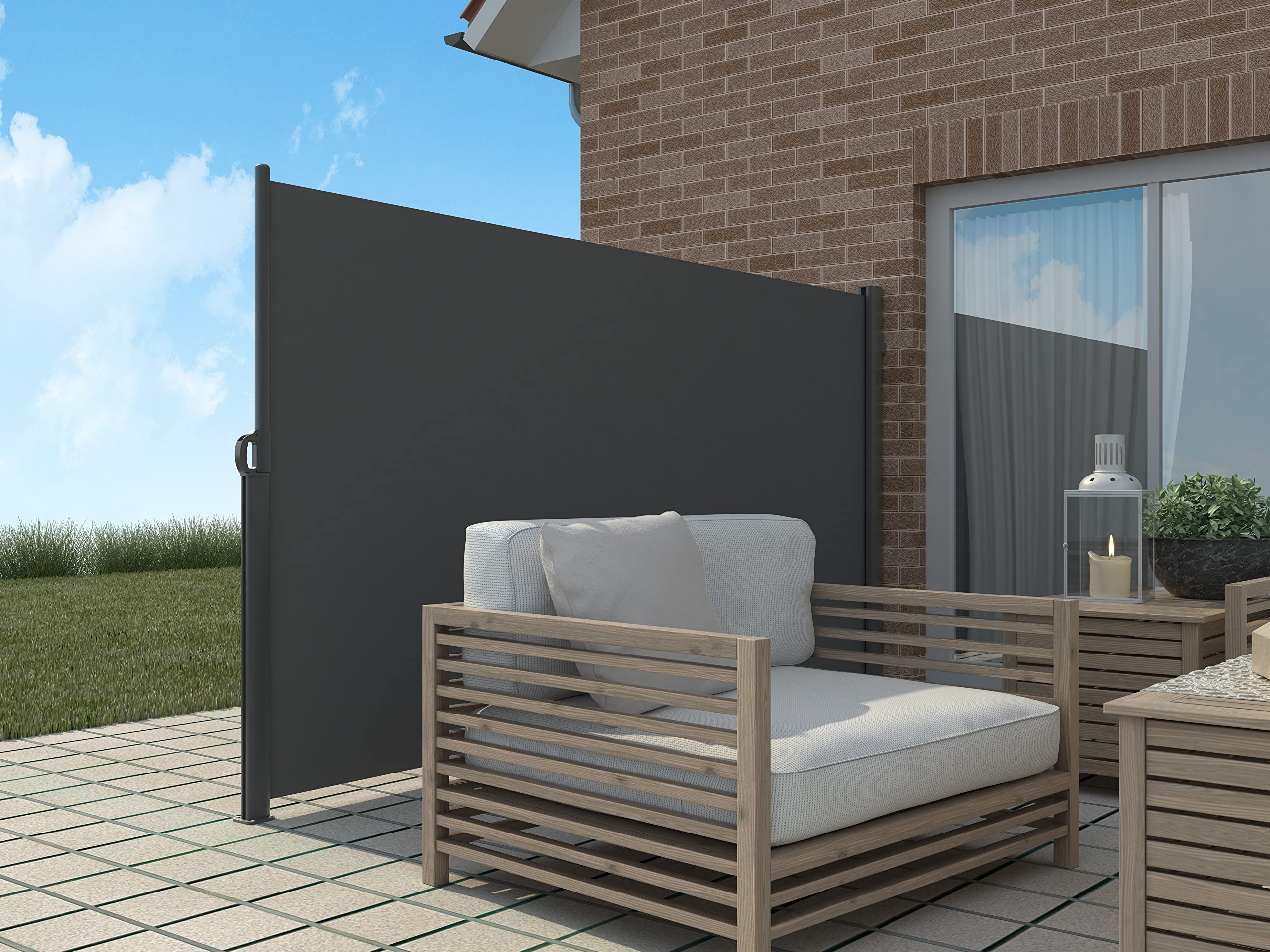 Home Trends Douille De Sol Pour Store Latéral – Support Acier Gris Anti-Intempéries – Fixation Stable Pour Poteaux Store Banne Latérale Extérieur