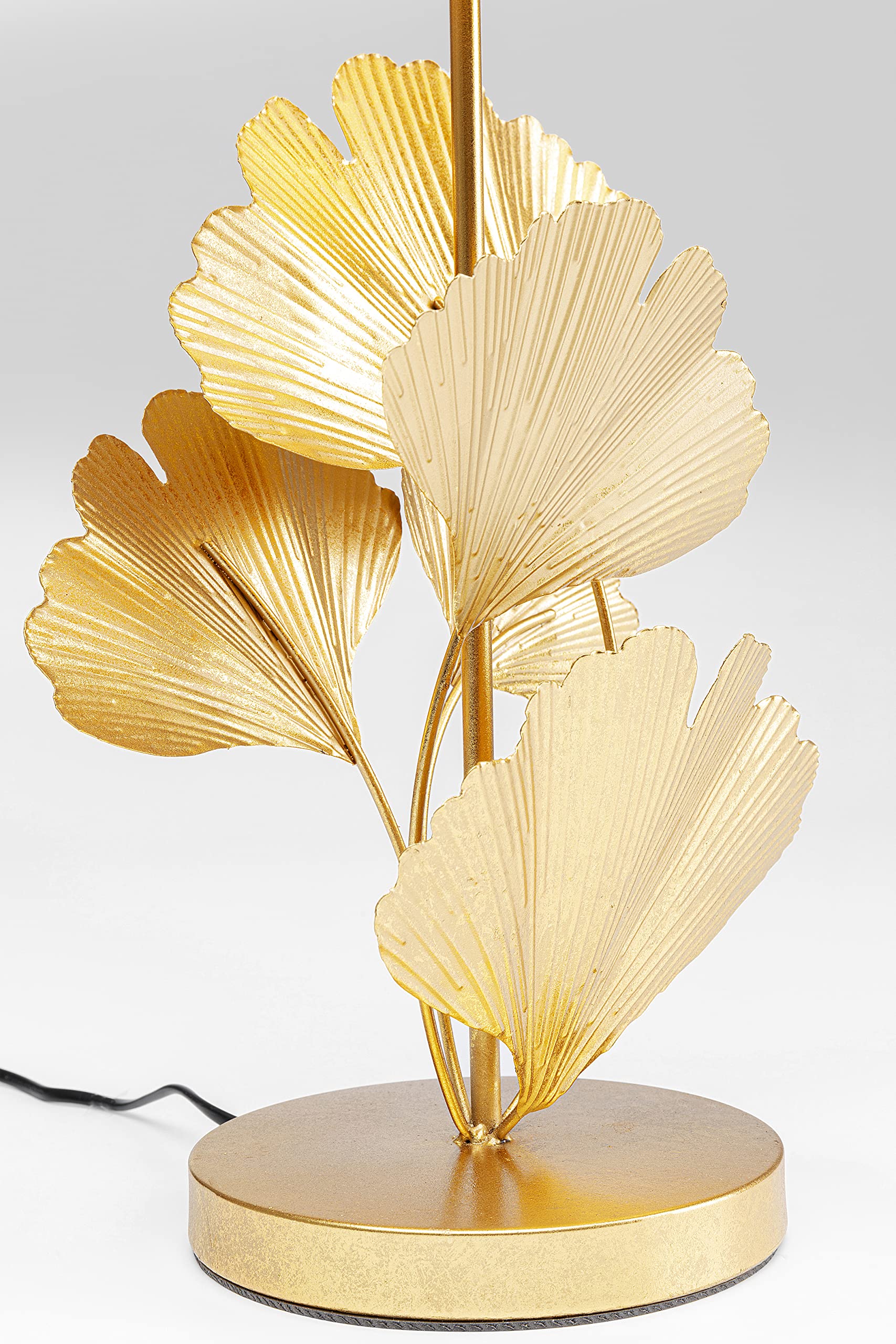 Kare Design Lampada da tavolo Flores Gold, nero, moderno, glamour, abat jour, stanza da letto, struttura in acciaio, effetto foglie di ginkgo, lampada da scrivania, lampadina non inclusa, 62x30x30 cm
