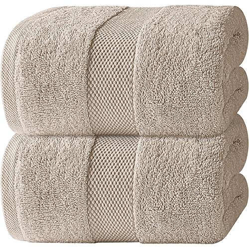 White Classic Luxury Soft Bath Sheet Towels - 650 GSM Cotton Luxury Bath Towels Extra Large 35x70 | Highly Absorbent and Quick Dry | Hotel Collection Extra Large Bath Towels Oversized, Taupe, 2 Pack