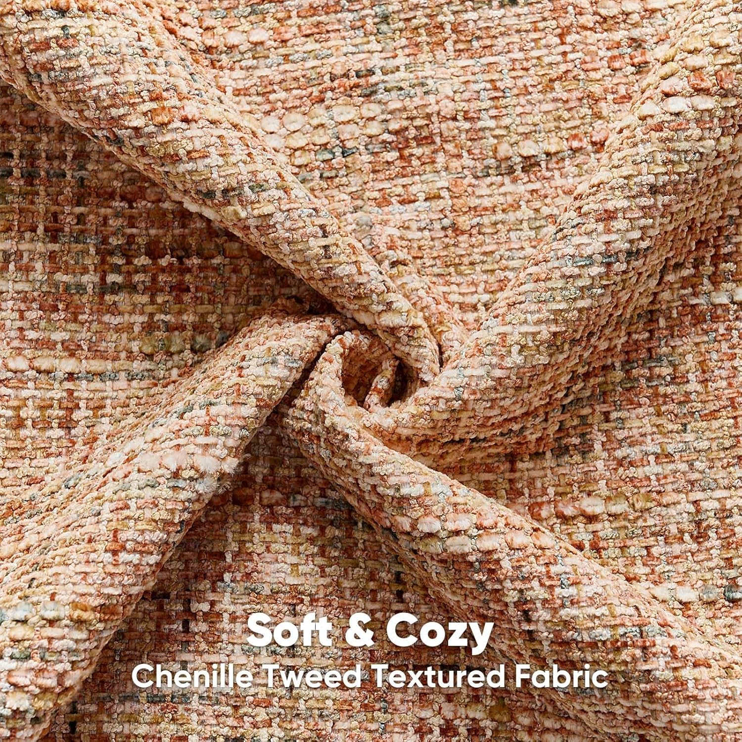 HAUSSY Rust Throw Pillow Covers 20x20 Set of 2 Chenille Tweed Textured Decorative Couch Pillow Covers Neutral Modern Pillow Cases for Sofa Bed Living Room Decor