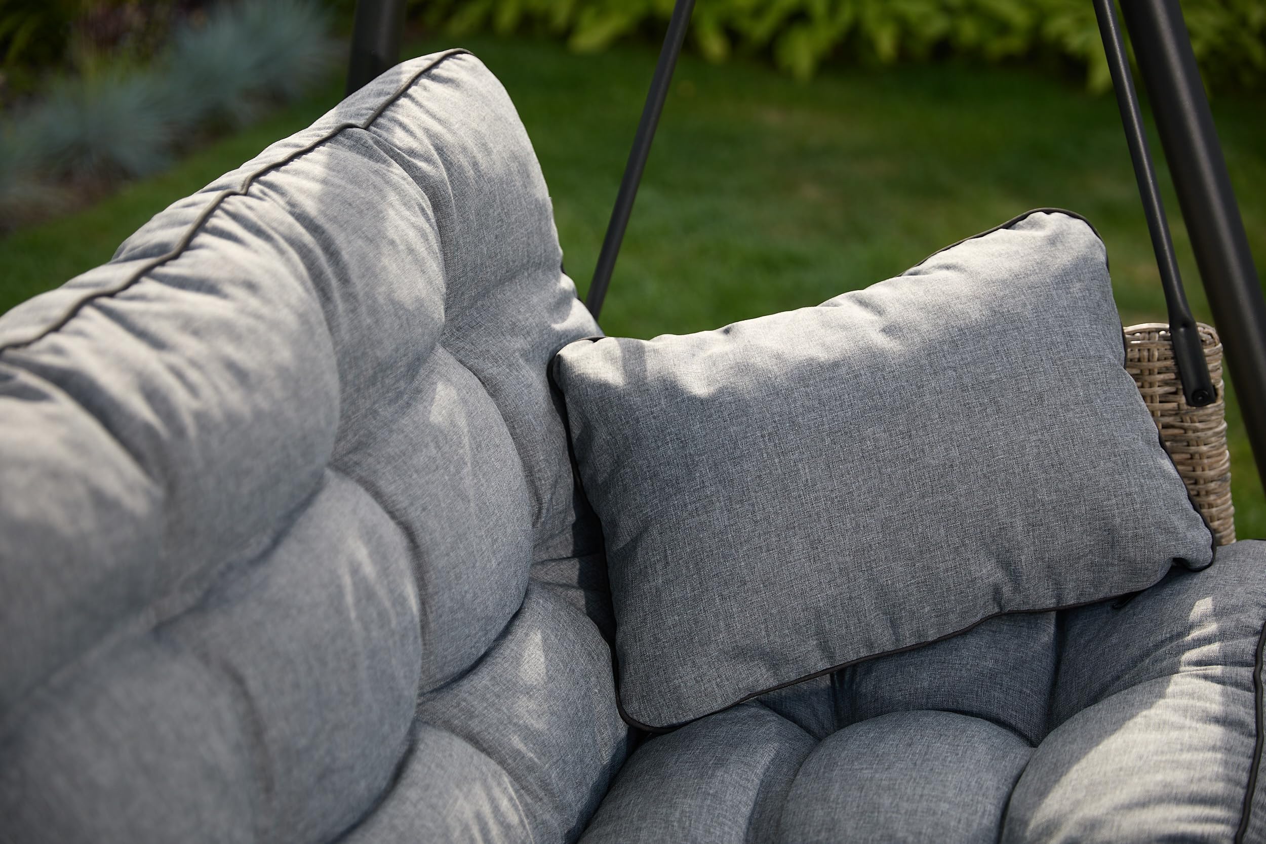 Coussins pour Bancs de Jardin - Coussins Assise & Dossier Souples - Chaise Longue, Banc de Jardin, Balancelle, Sol - Imperméables, Motif Matelassé, Sangles d'attache - 180 cm Beige