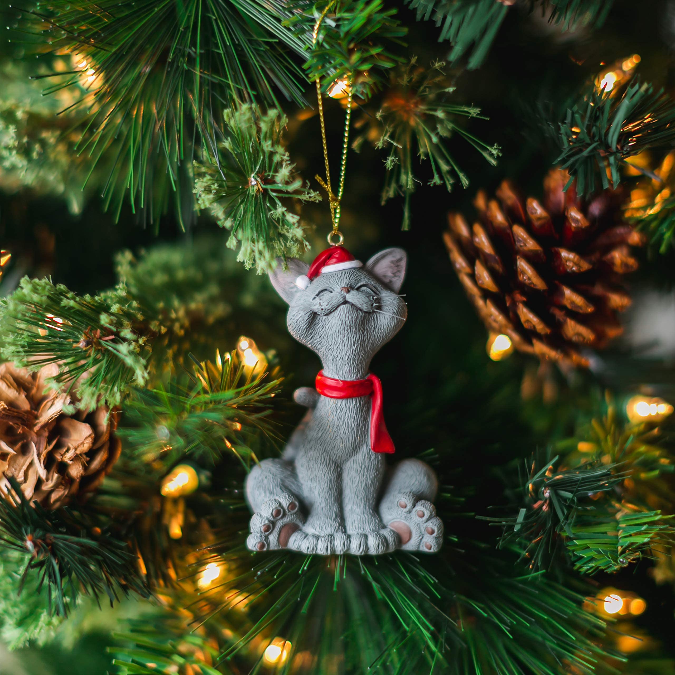 Grey cat ornament for christmas Clearance