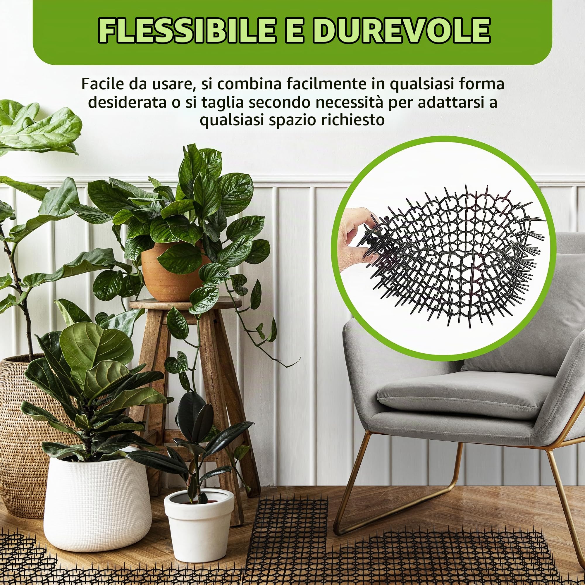 ISOTRONIC rete spinata allontanare gatti tappetino repellente martore cani protezione giardino alberi casa auto graffi 1,5m² 24 pezzi dissuasore barriera efficace esterno difesa stop animali fossi