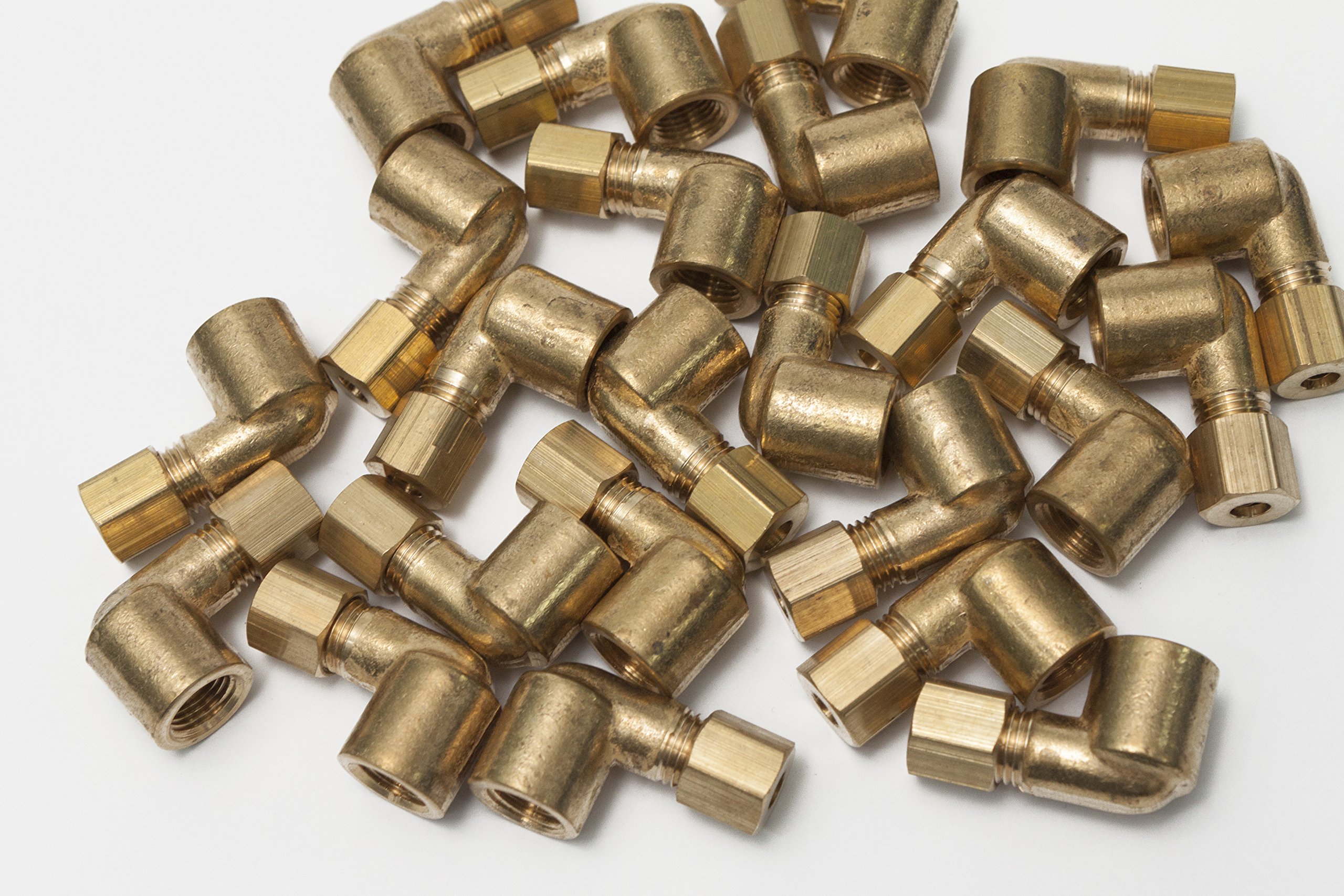 LTWFITTING 3/16-Inch OD x 1/8-Inch Female NPT 90 Degree Compression Elbow,Brass Compression Fitting(Pack of 300)