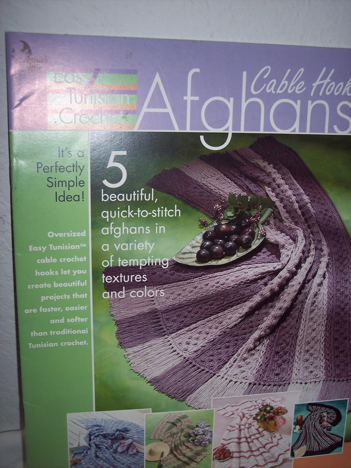 Annie's Attic Easy Tunisian Crochet Cable Hook Afghans 874505 Designs