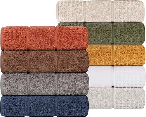 Miniatura 11 de Superior Cotton Hand Towel Set, Zero Twist, Waffle Border, Small Towels, Plush Soft Absorbent Bathroom Basics, Home Essentials, Spa, Salon, Hotel