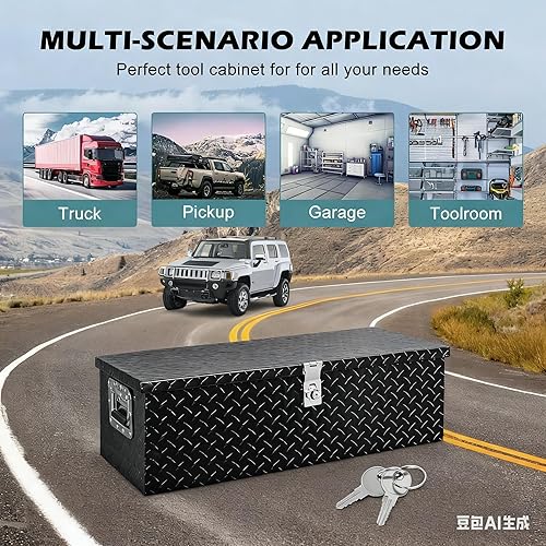 Miniatura 3 de Caja de herramientas de aluminio de 39 pulgadas de largo x 15 pulgadas de ancho x 10 pulgadas de alto, cajas de herramientas resistentes con 2