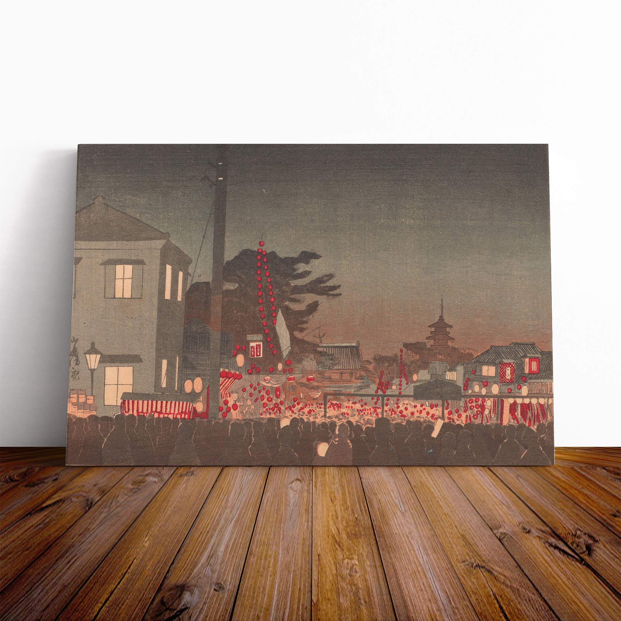 Wall Kobayashi Kiyochika Japanese Oriental Art (5) Canvas Print | Gallery Wrapped 30mm Frame Wall Art | 24x16 inches | Ready to Hang | Asian Picture | Living Room Bedroom Lounge Office