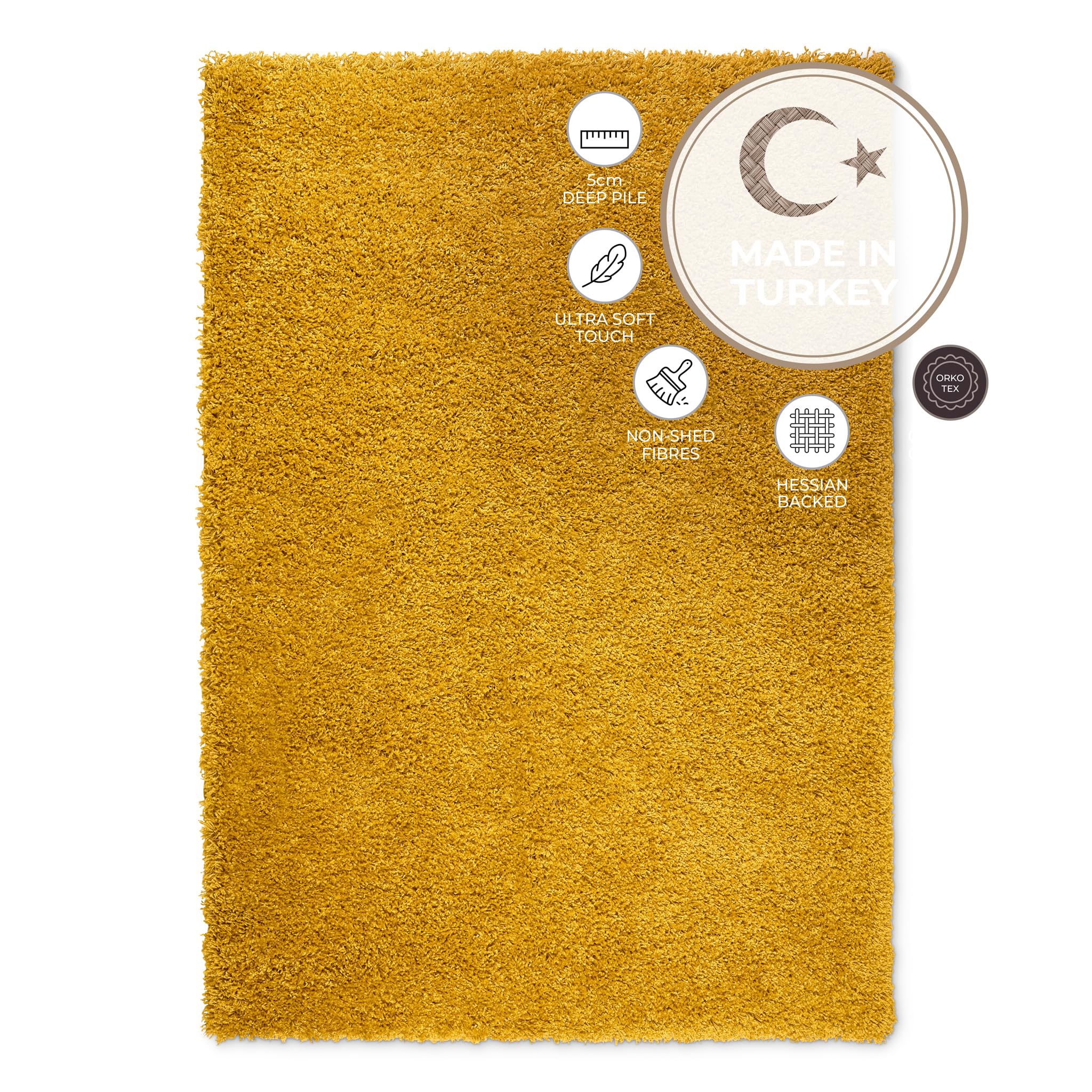 Bravich Round Green Rug 150cm (5') 5cm Pile Green Shaggy Large Circle Thick Fluffy Living Room Hessian Backed Washable — view 113