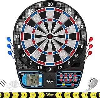 Viper 787 Electronic Dartboard, Ultra Thin Spider For Increased Scoring Area, Free Floating Segments Don't Interfere With The Rest Of The Board, Locking Segment Holes For Fewer Bounceouts, Automatic Scoring For Ease Of Use, Adjustable Voice Scoring, 43 Games And 241 Options