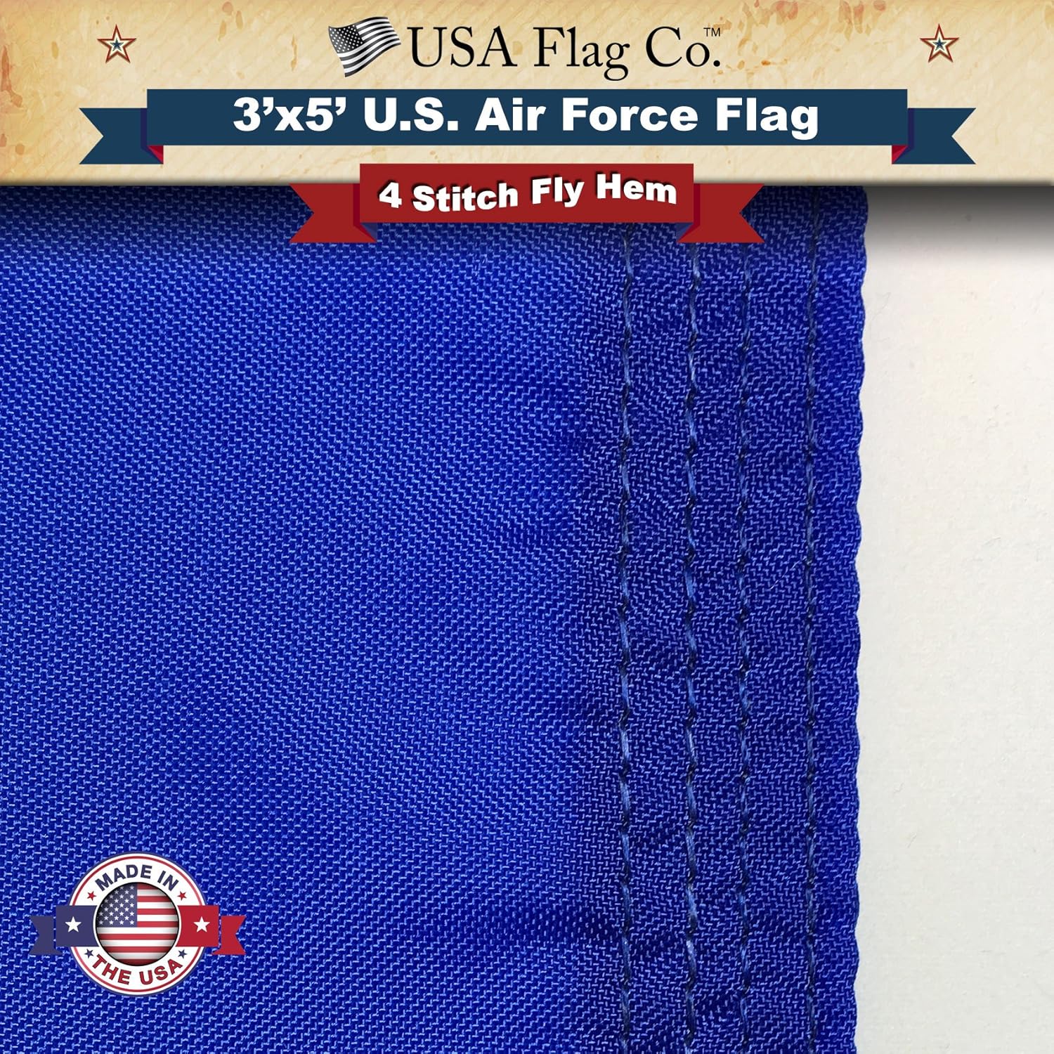 USA Flag Co. US Air Force Flag 3x5 Outdoor 100% American Made USAF Flag with Vivid Colors, Polyester Canvas Heading, Brass Grommets, and Four Point Needle Fly Hem