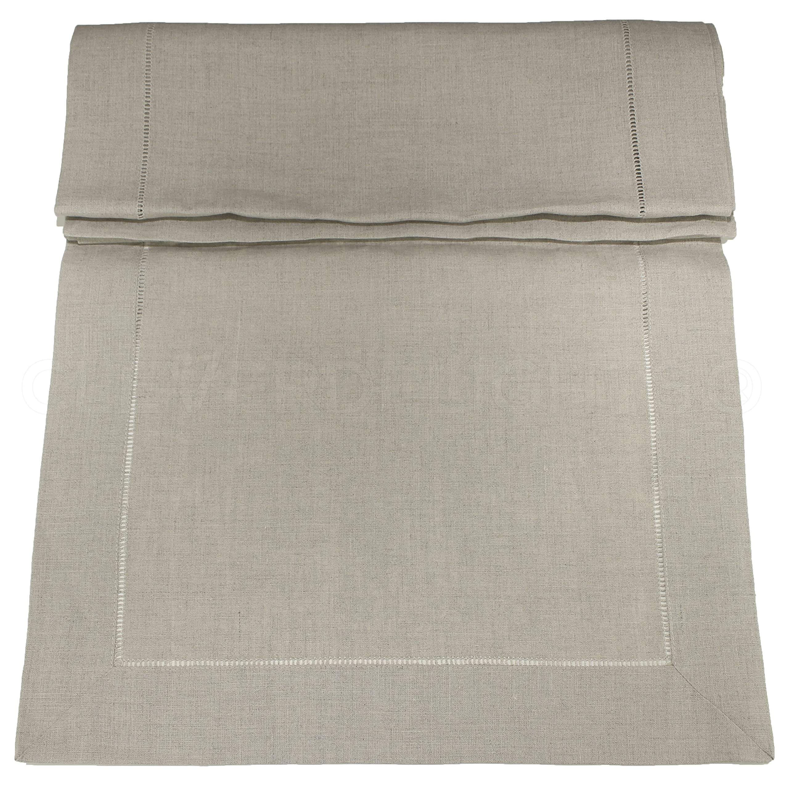 Camino de mesa CleverDelights de lino natural cosido a mano, 40 x 182 cm, 100% lino puro