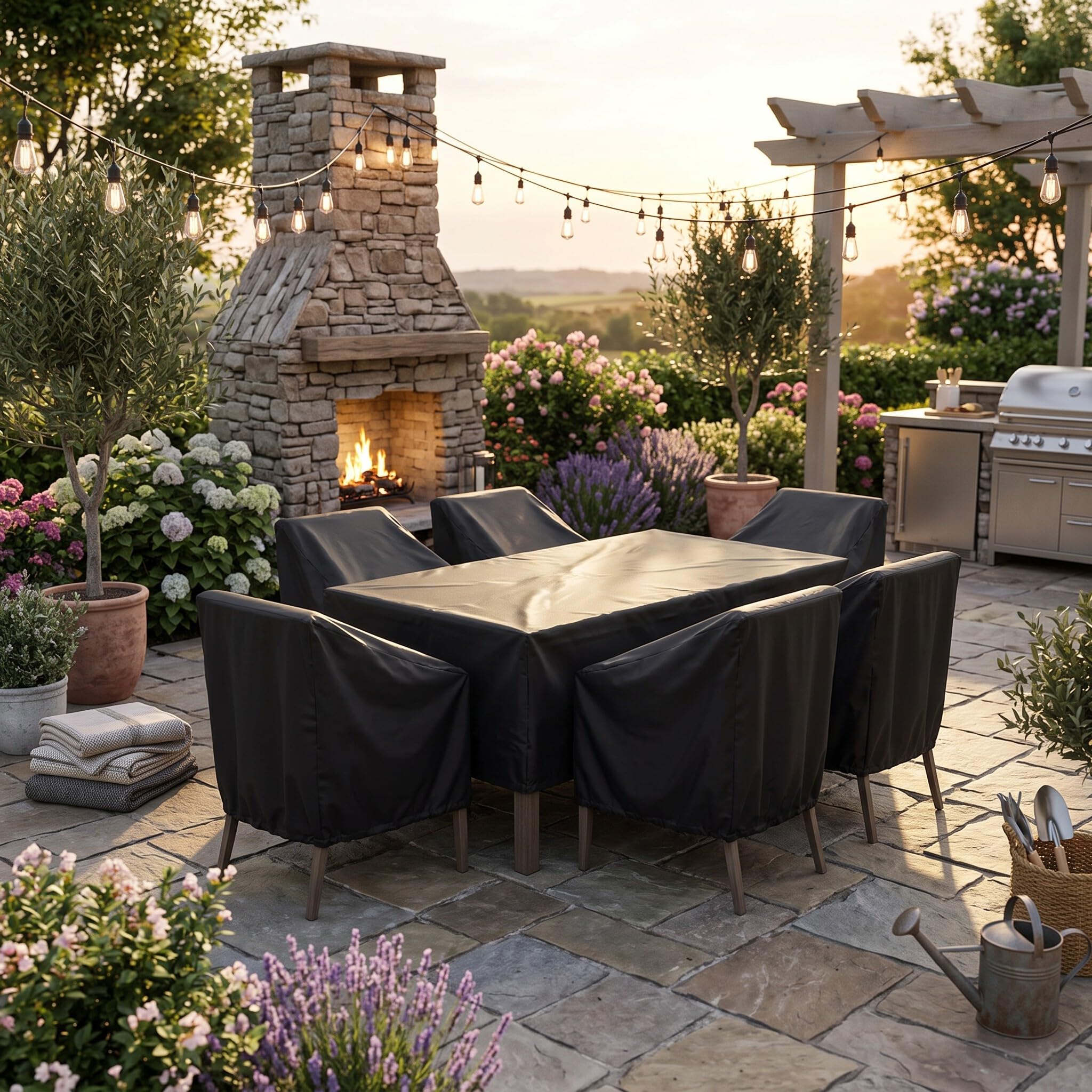 Wakects Copertura per Mobili da Giardino, Impermeabile Antivento Antistrappo, Poliestere, 90 x 100 x 80 cm