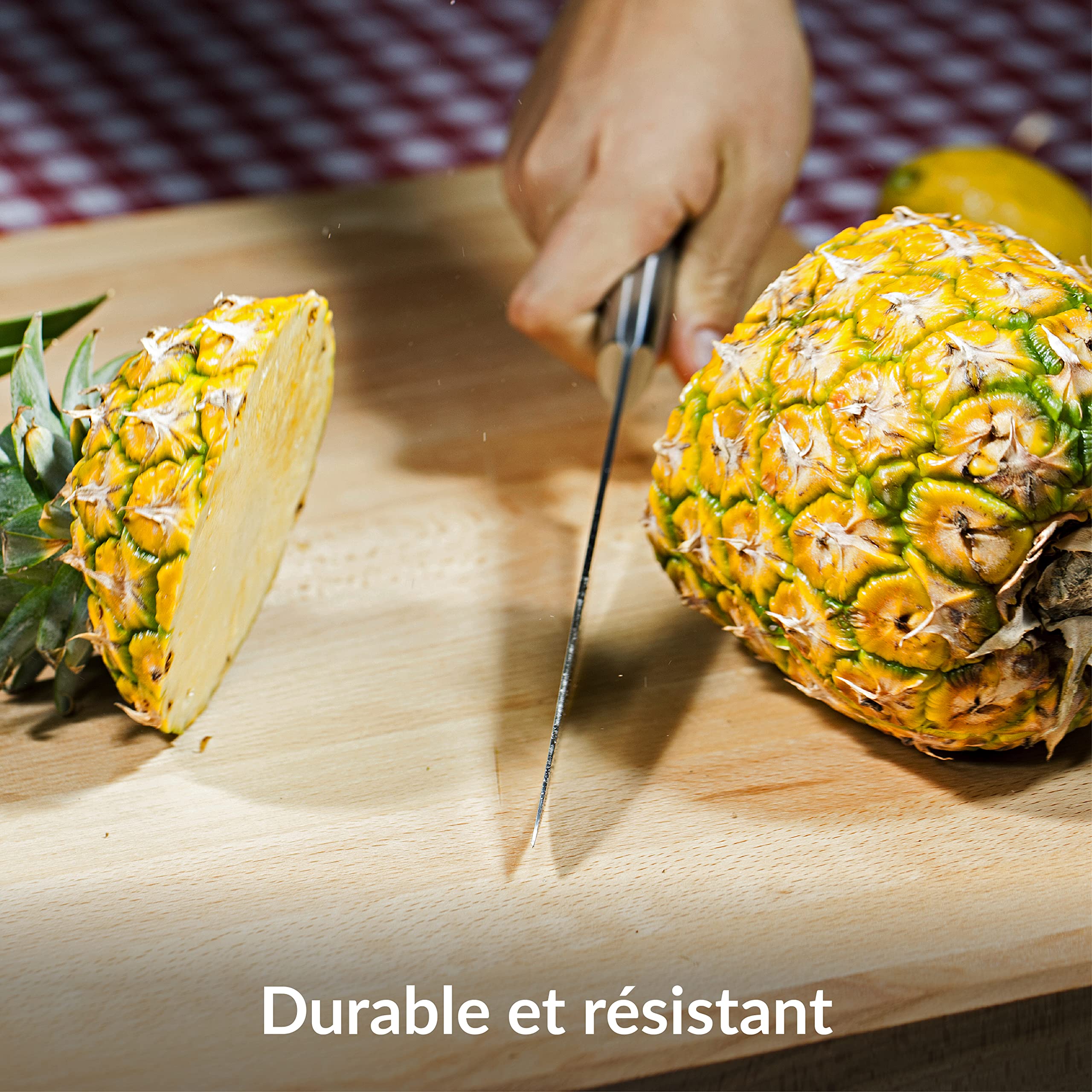 Bloc de Couteaux avec jeu de Couteaux en Acier Inoxydable, Couteau de Chef, Santoku, d'Office, Multifonctions, à Pain et à Viande avec Aiguiseur - Set de 6